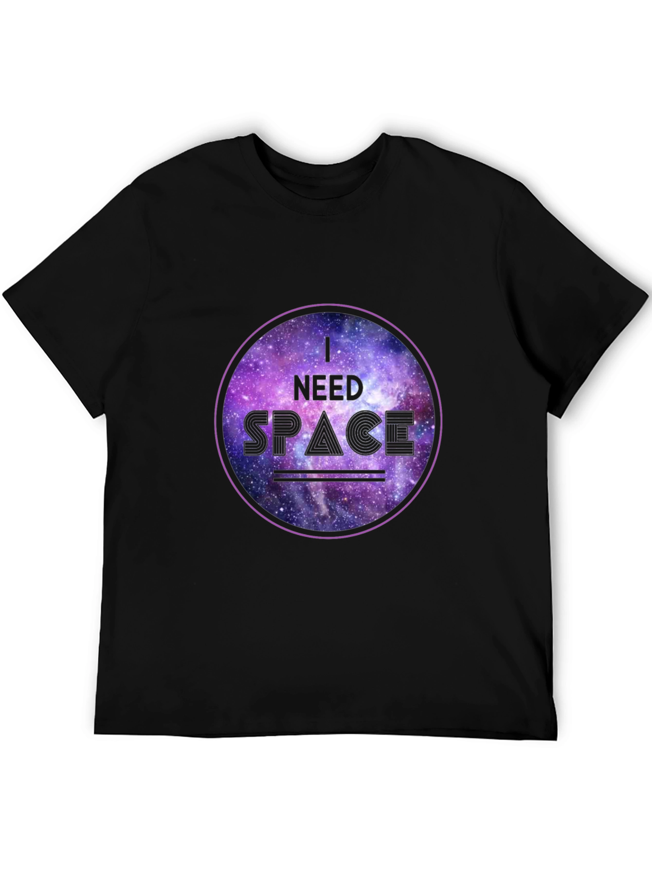 I Need Space Galaxy Graphic Black T-Shirt