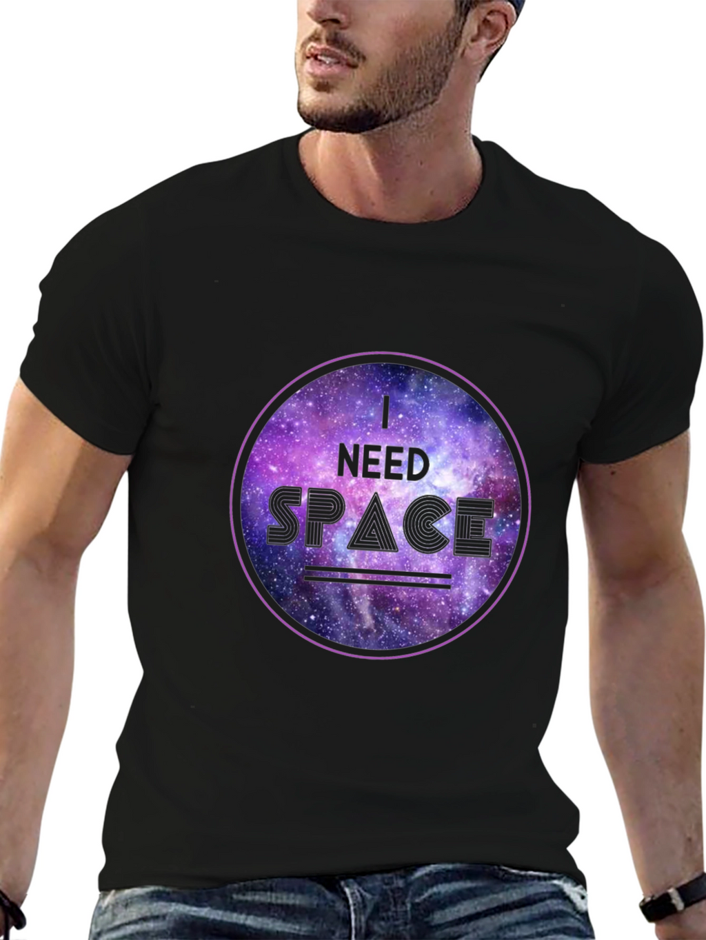 I Need Space Galaxy Graphic Black T-Shirt