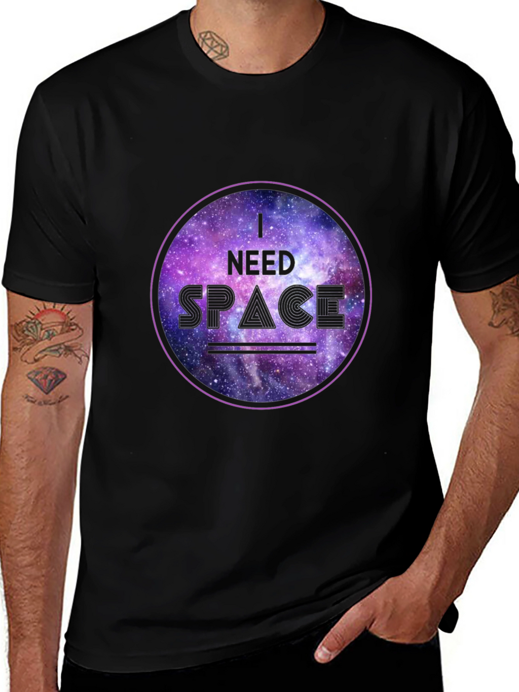 I Need Space Galaxy Graphic Black T-Shirt
