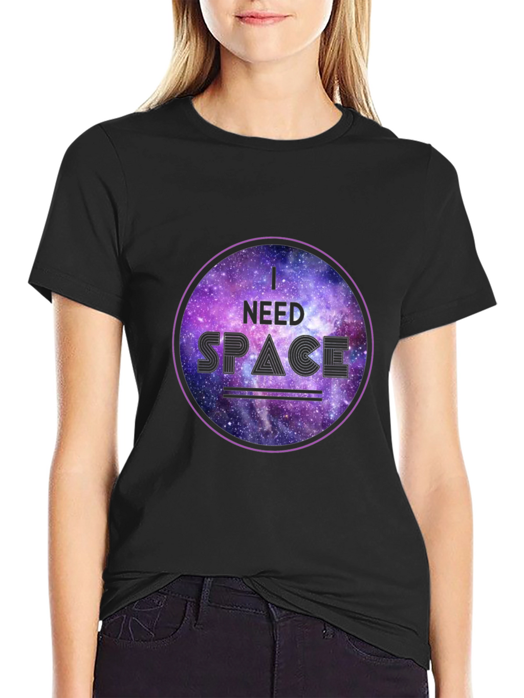 I Need Space Galaxy Graphic Black T-Shirt