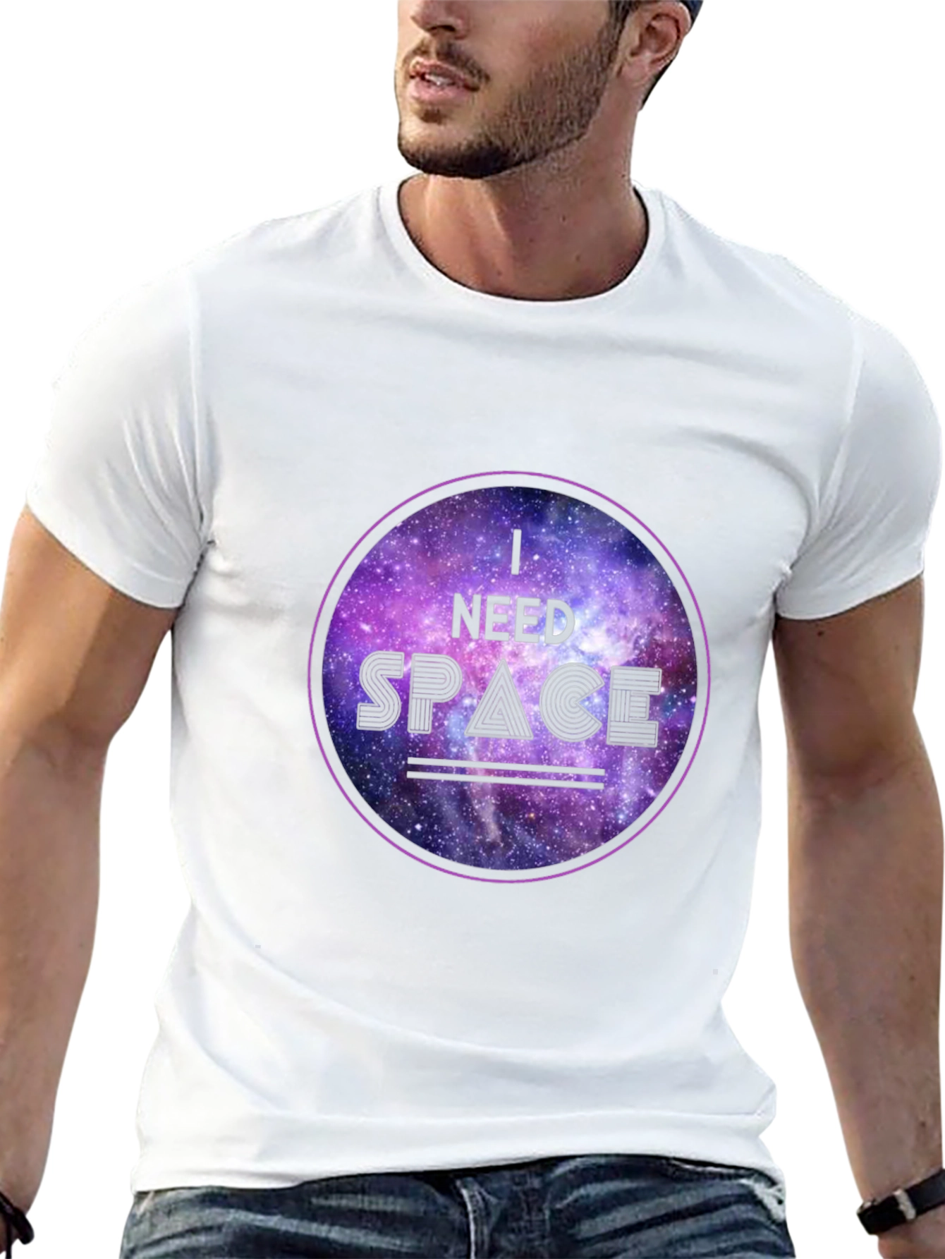 I Need Space Galaxy Graphic Black T-Shirt