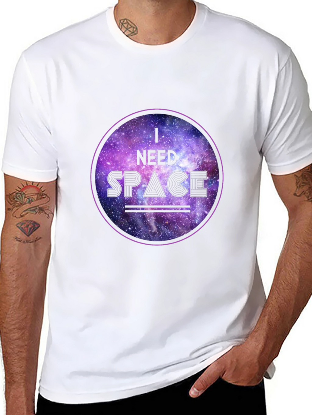 I Need Space Galaxy Graphic Black T-Shirt