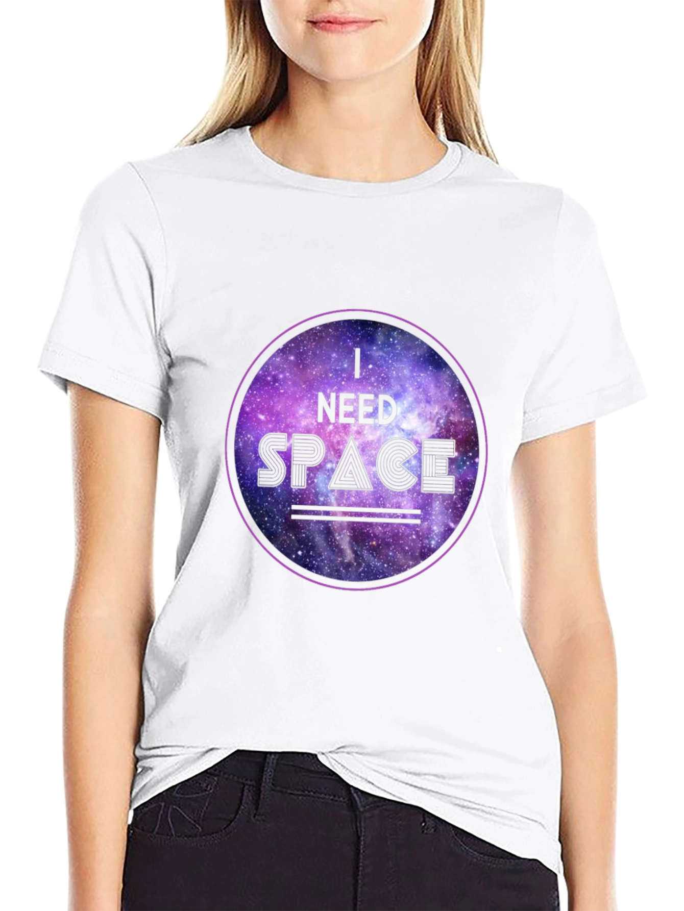 I Need Space Galaxy Graphic Black T-Shirt