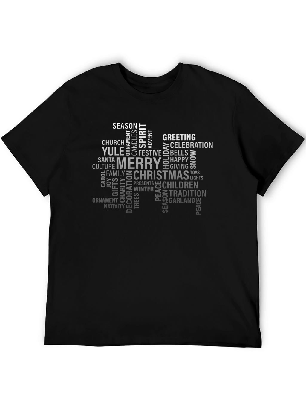 Holiday Word Cloud Black T-Shirt