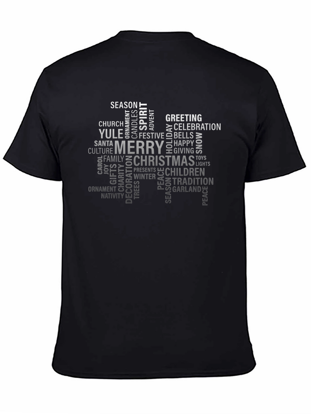 Holiday Word Cloud Black T-Shirt