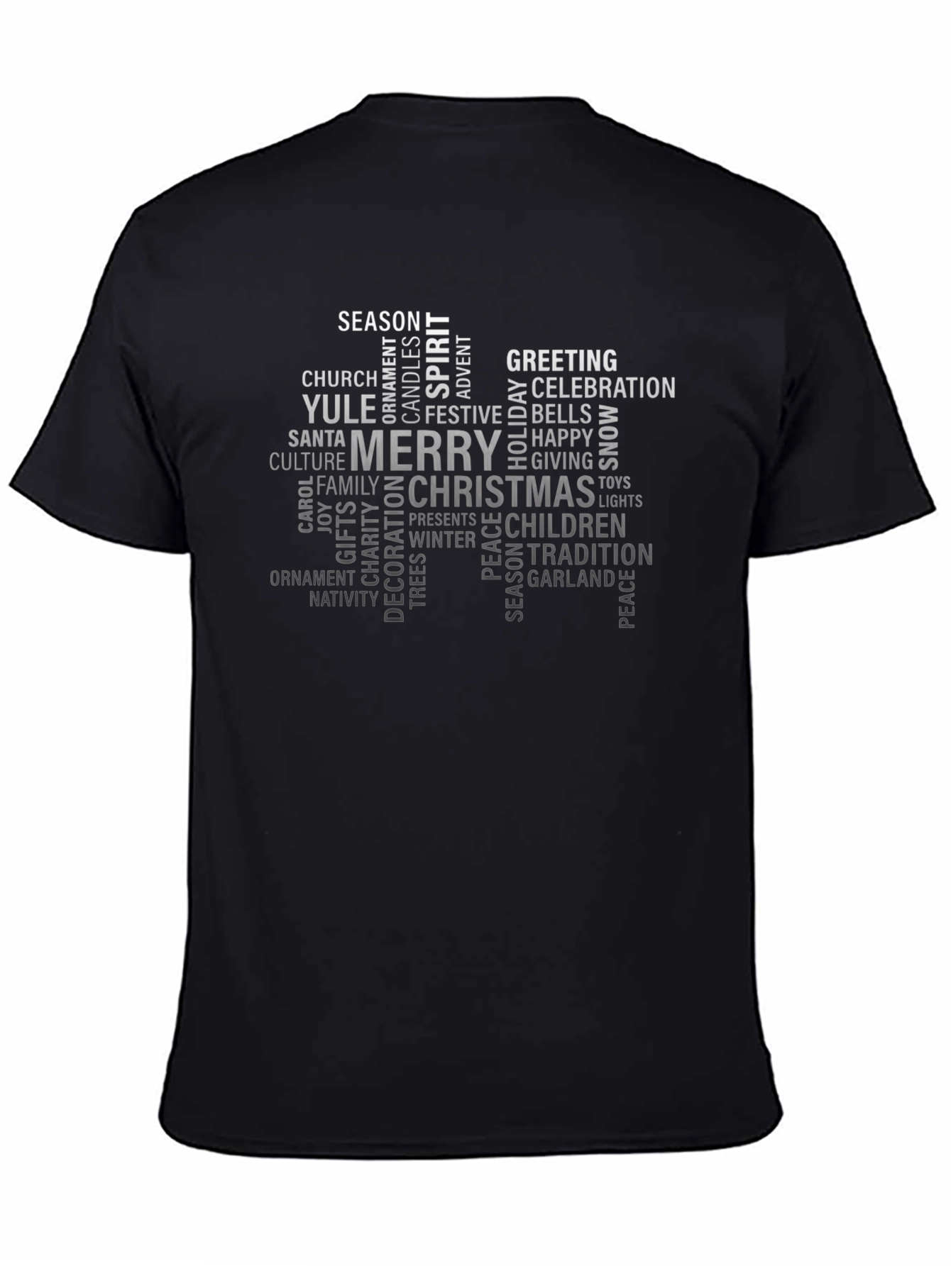 Holiday Word Cloud Black T-Shirt