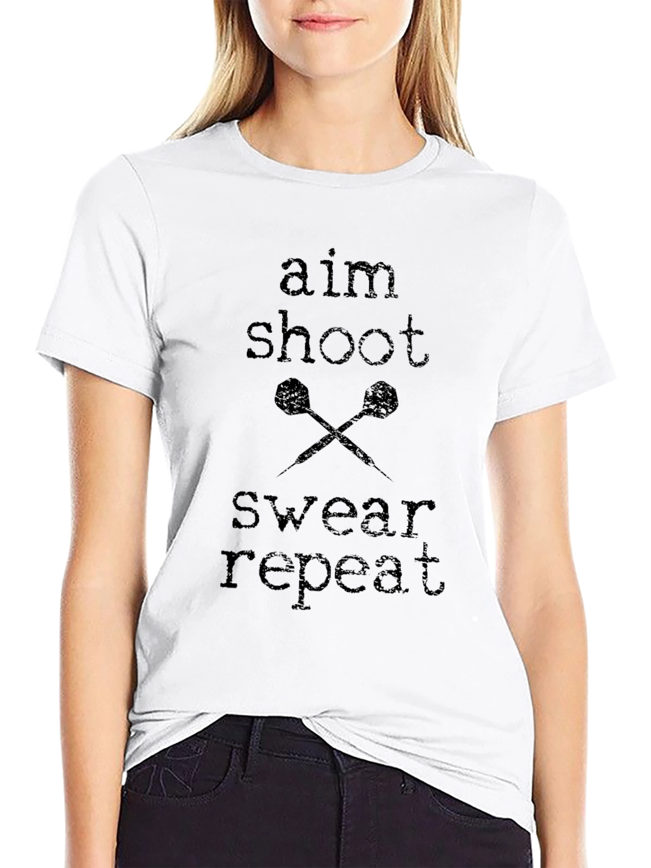 Aim Shoot Swear Repeat Darts Graphic T-Shirt