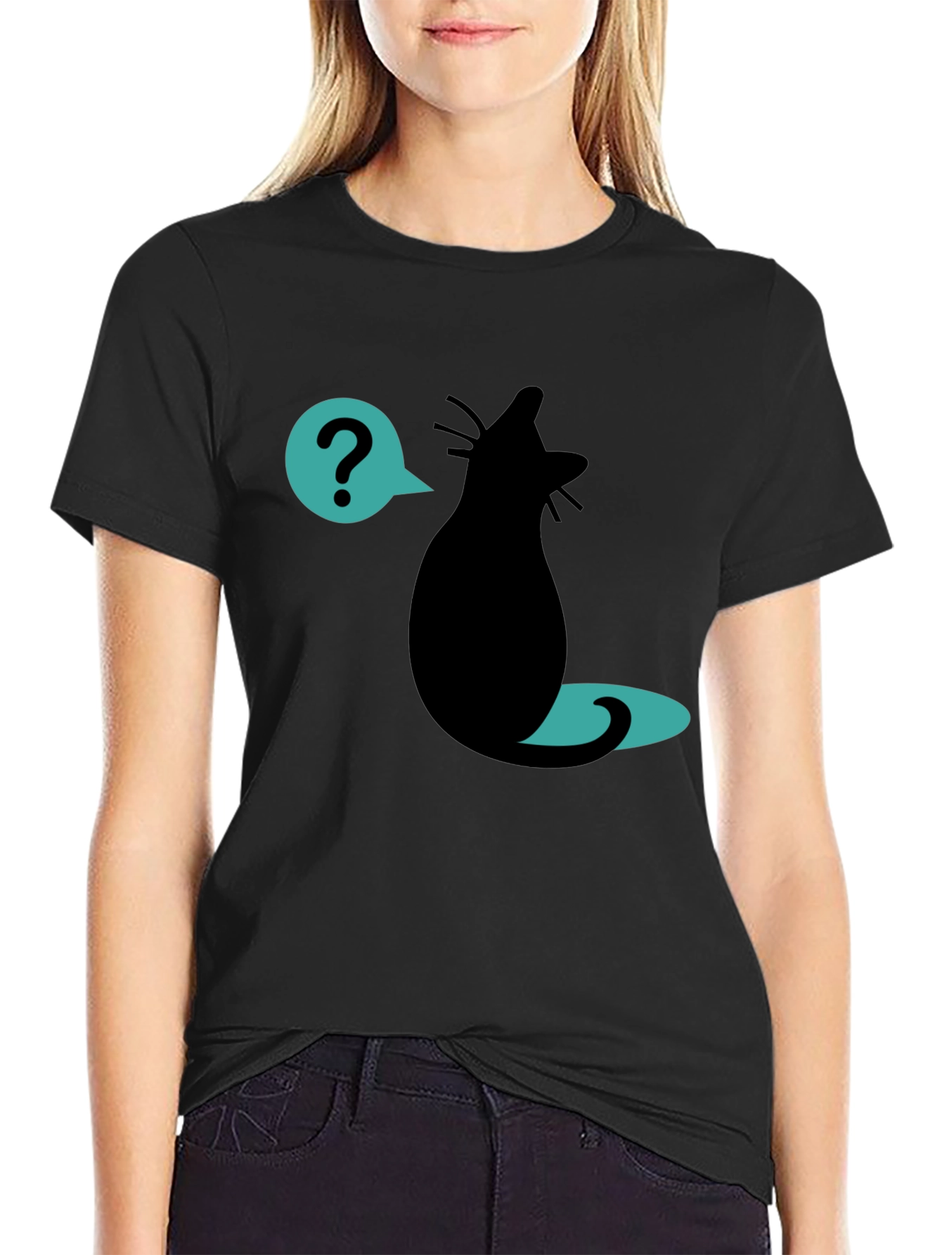 Black Cat Question T-Shirt
