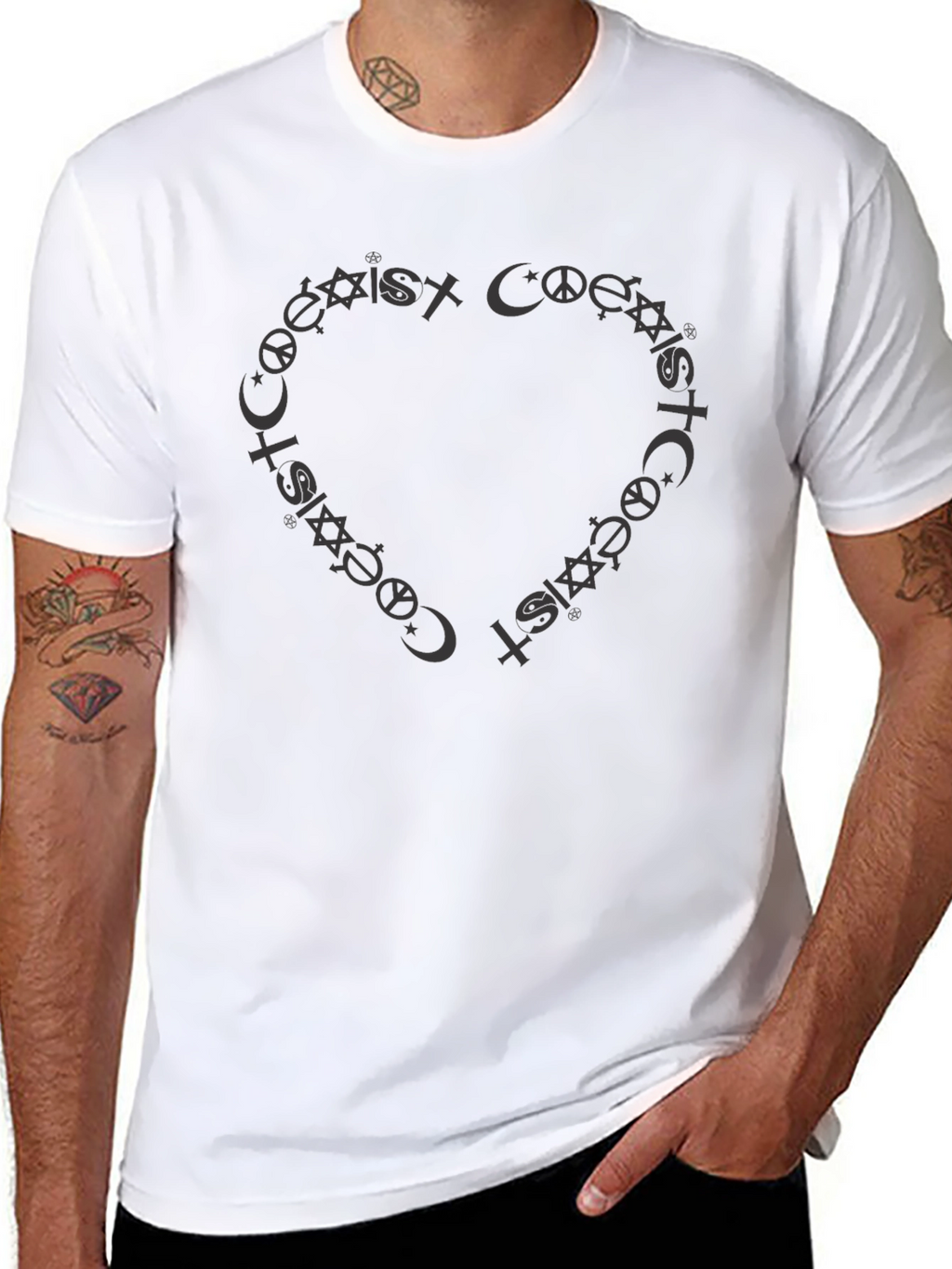 Coexist Heart Graphic T-Shirt - Religious Tolerance