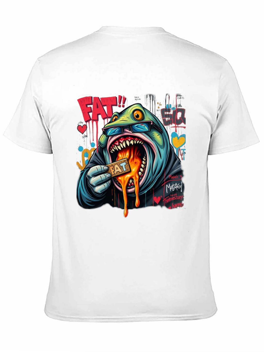 Cartoon FAT Graphic Print Crew Neck T-Shirt