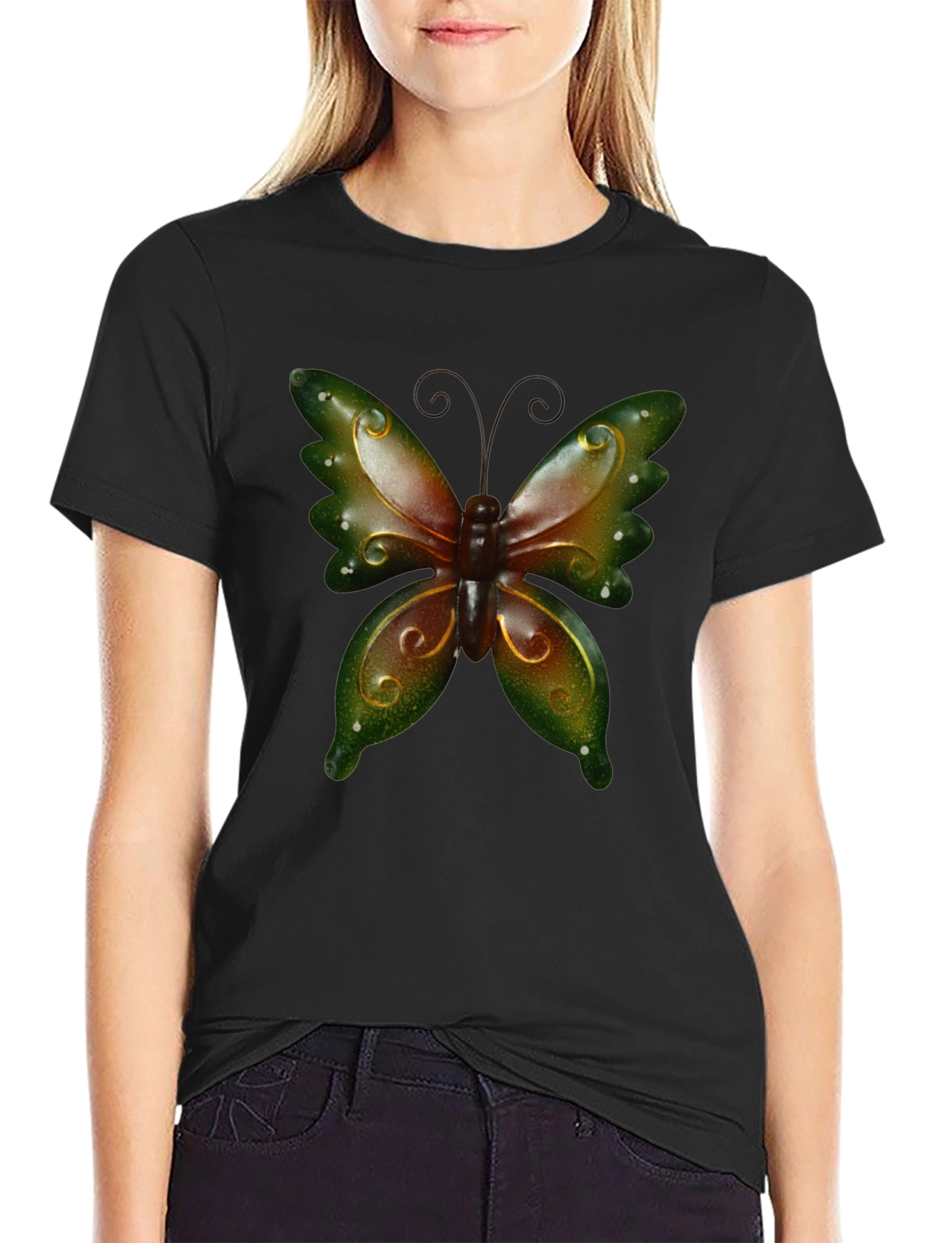 Butterfly Graphic Tee - Stylish Mens Black T-Shirt
