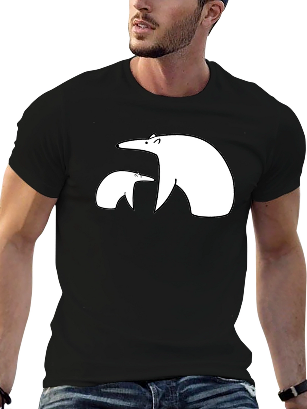 Polar Bear Graphic Tee - Black Casual Shirt