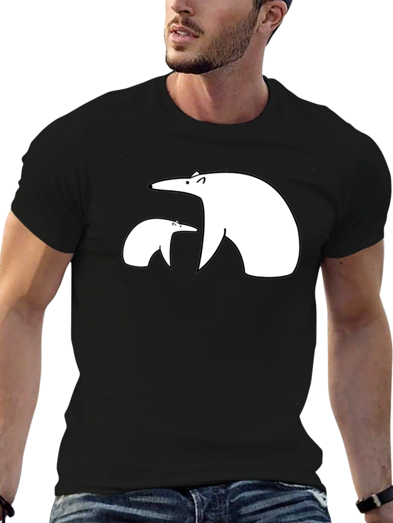 Polar Bear Graphic Tee - Black Casual Shirt