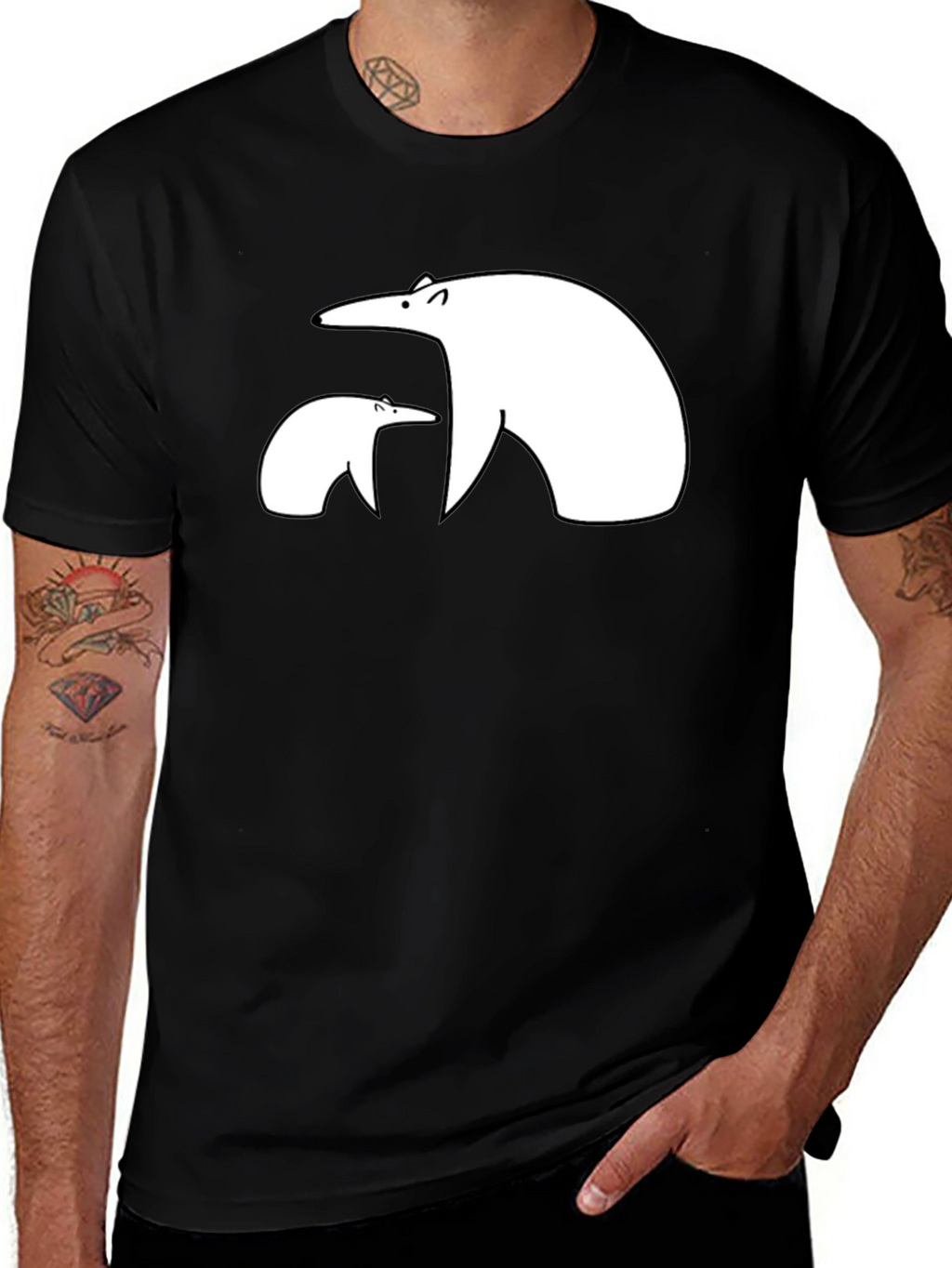 Polar Bear Graphic Tee - Black Casual Shirt