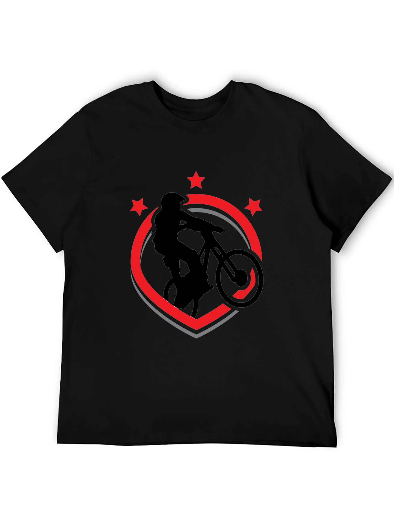 Mountain Bike T-Shirt - Black Cotton Biker Design