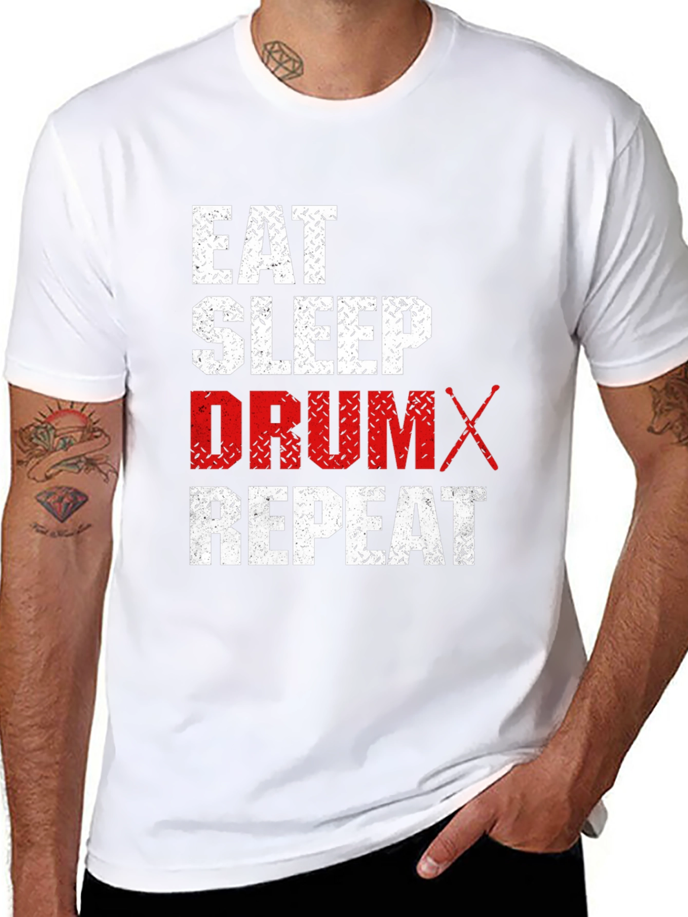 Eat Sleep Drum Repeat T-Shirt - Black Cotton Tee