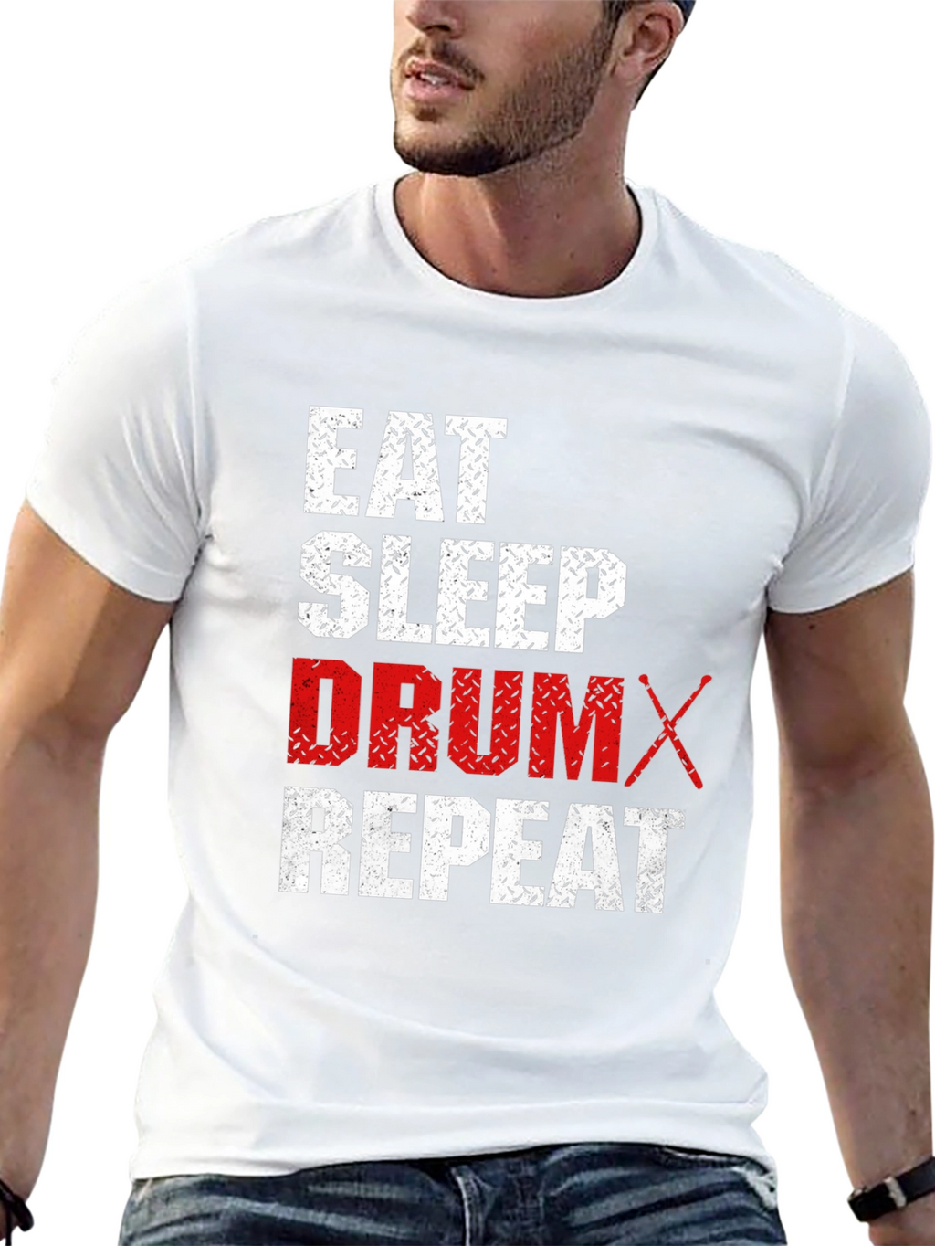 Eat Sleep Drum Repeat T-Shirt - Black Cotton Tee