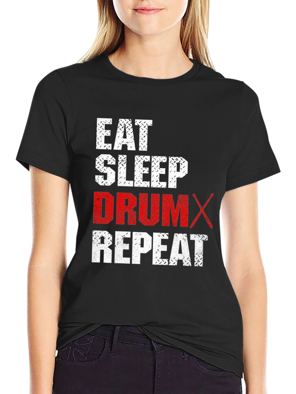Eat Sleep Drum Repeat T-Shirt - Black Cotton Tee