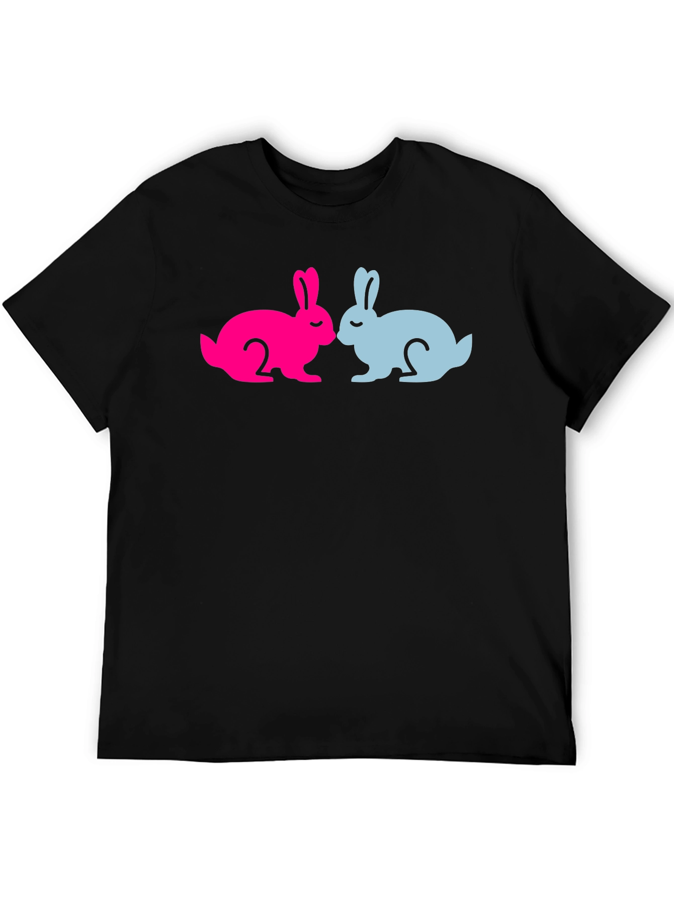 Cute Bunny Silhouette Graphic Tee - Black Cotton Blend