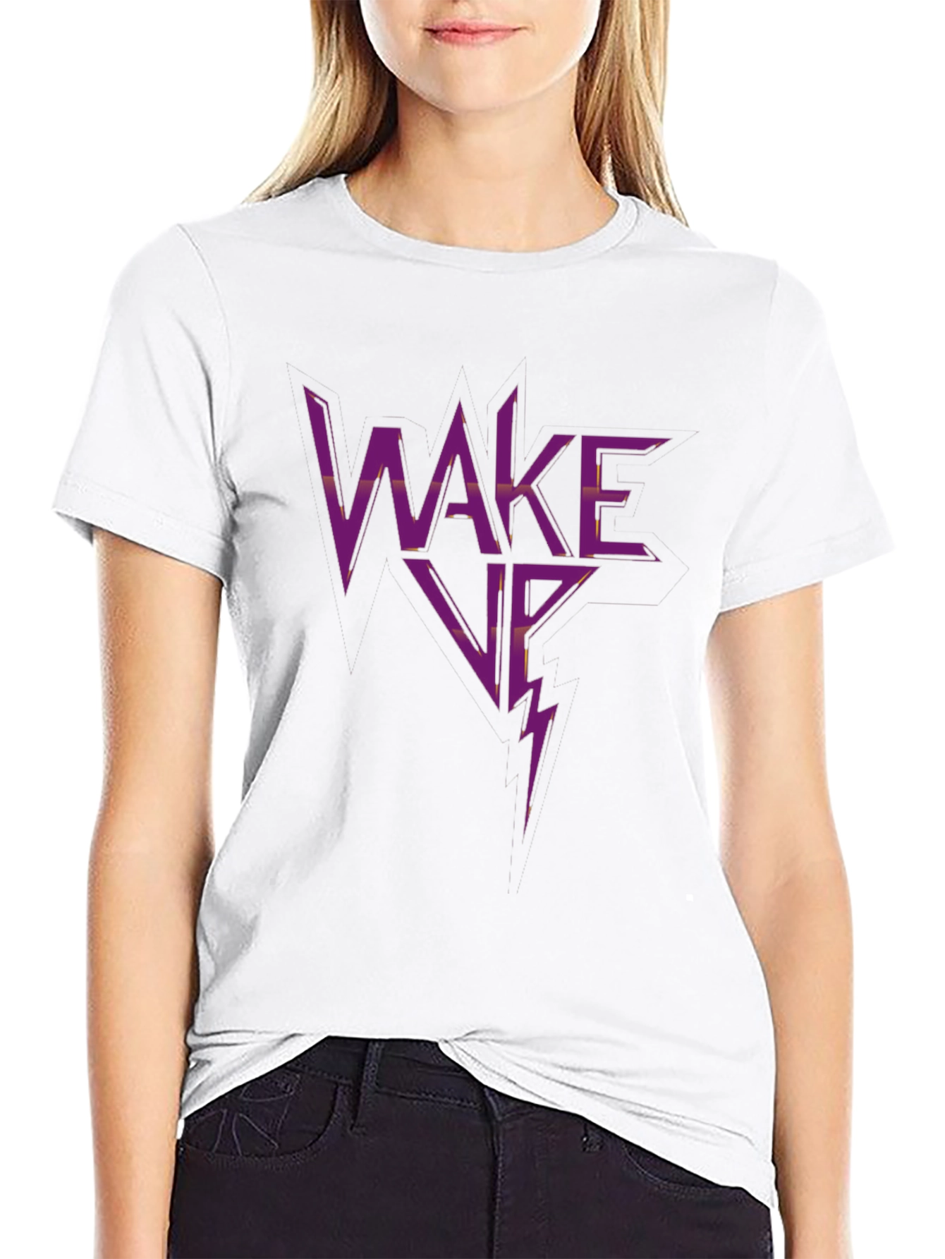Wake Up Graphic Print Black T-Shirt