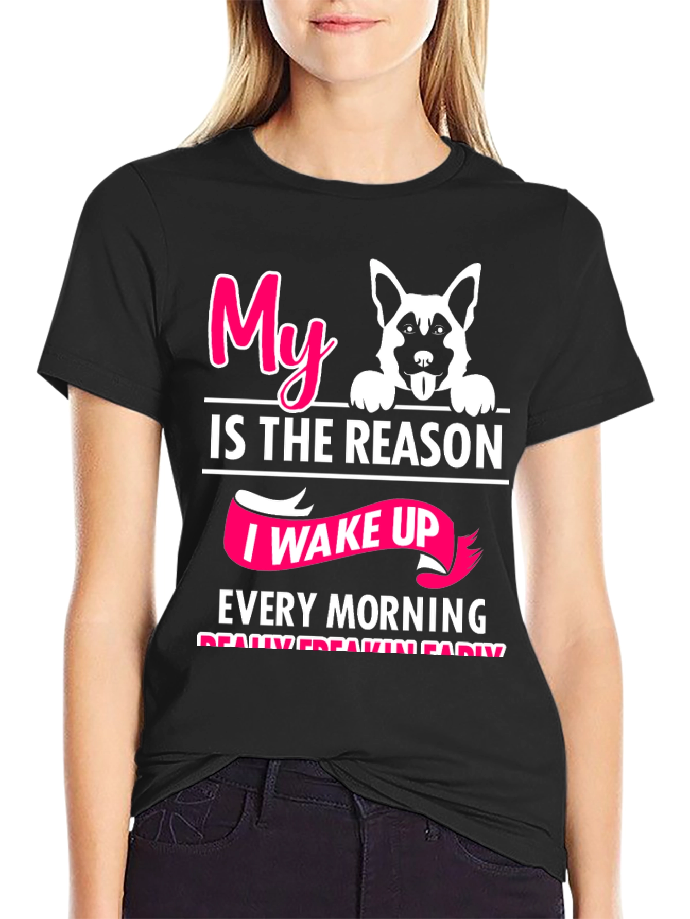 “My Dog Wakes Me Up Early” T-Shirt – Funny Dog Lover Graphic Tee