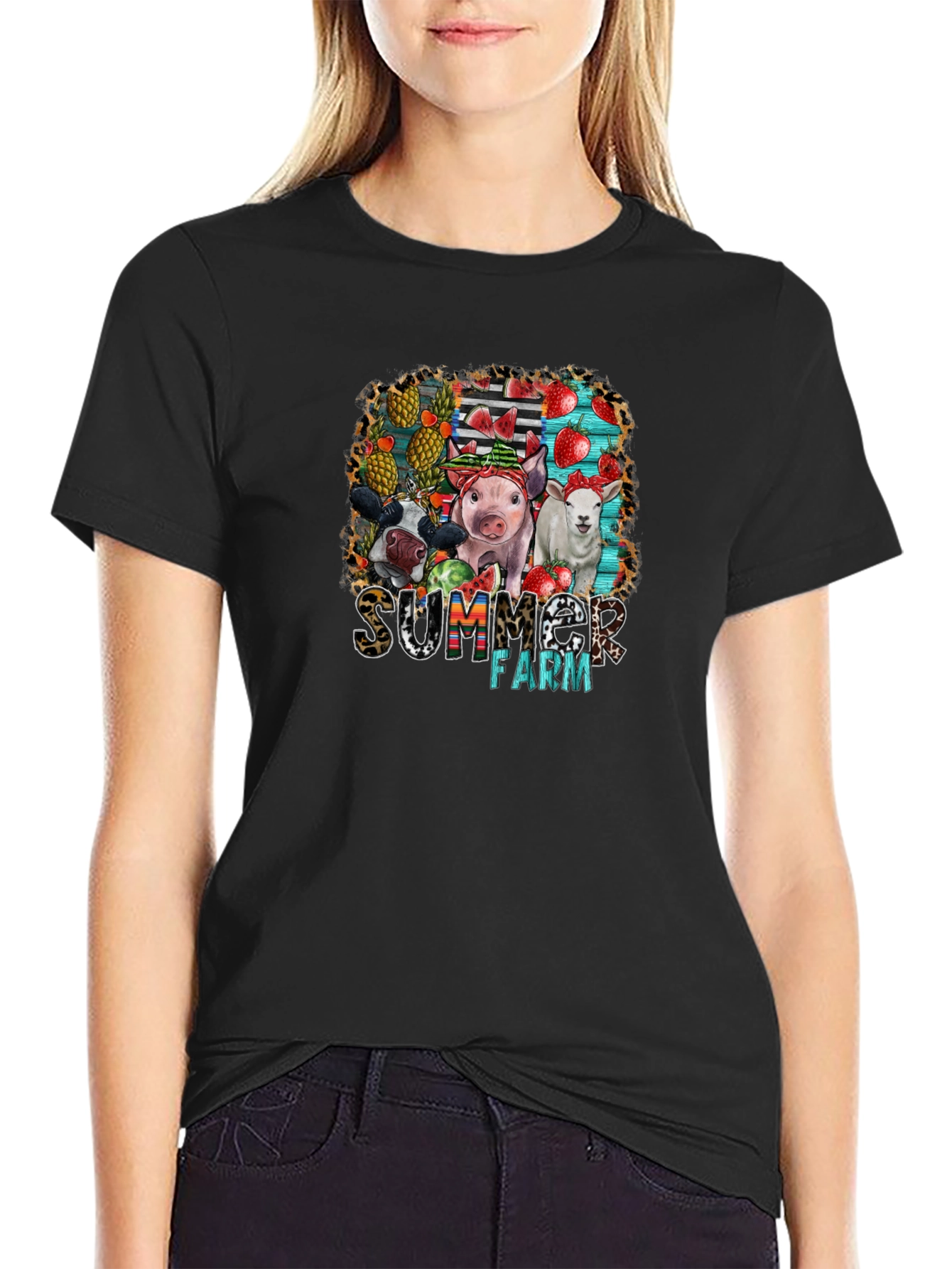 Summer Farm Animals Graphic T-Shirt