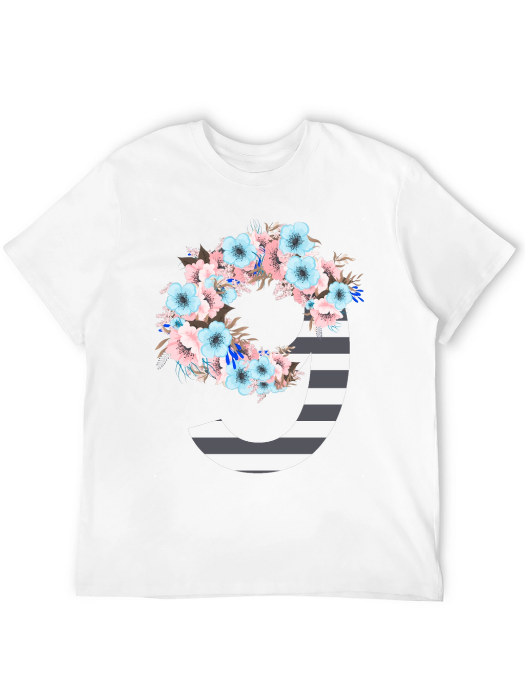 Floral Striped Initial J T-Shirt