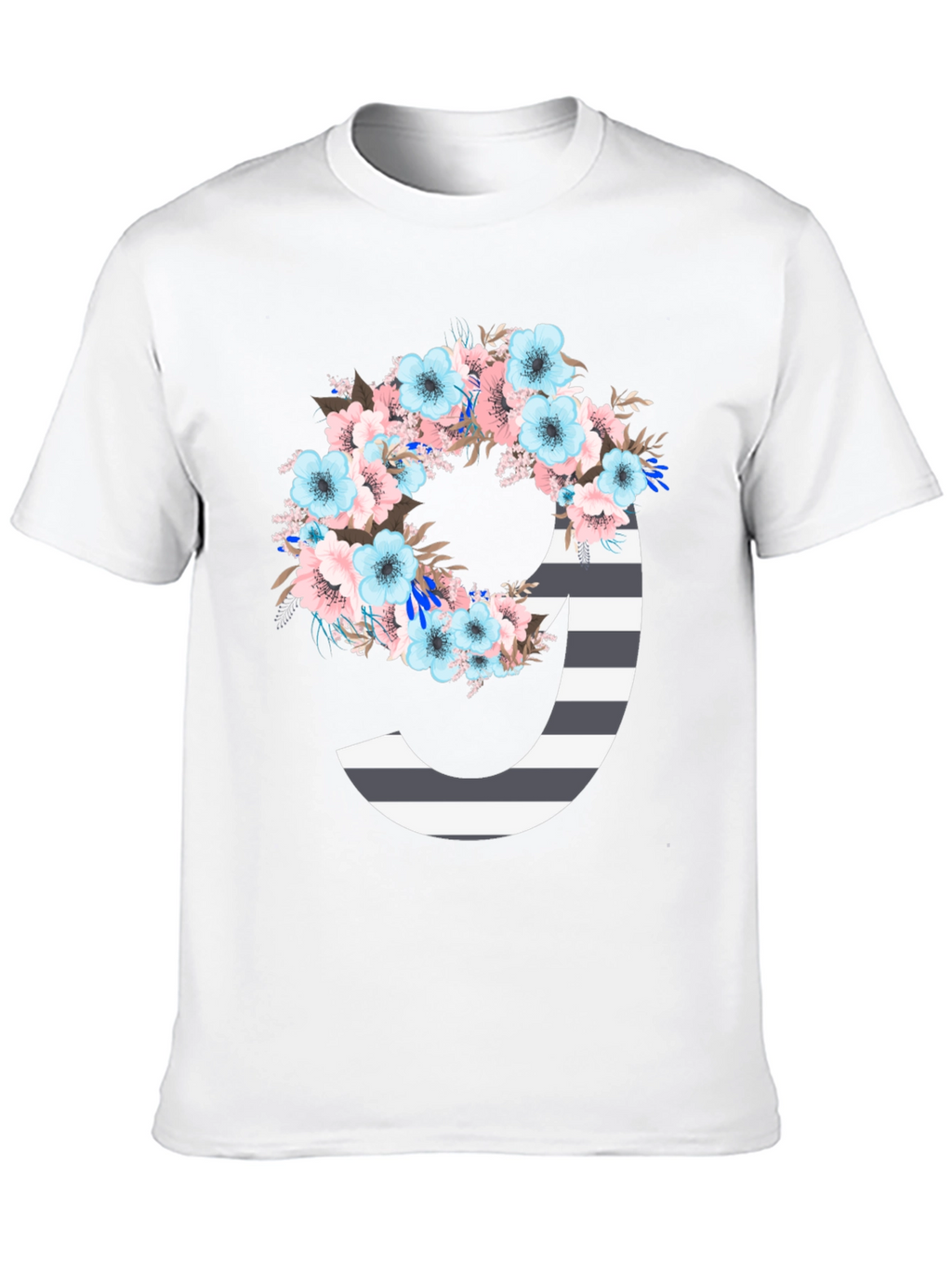 Floral Striped Initial J T-Shirt