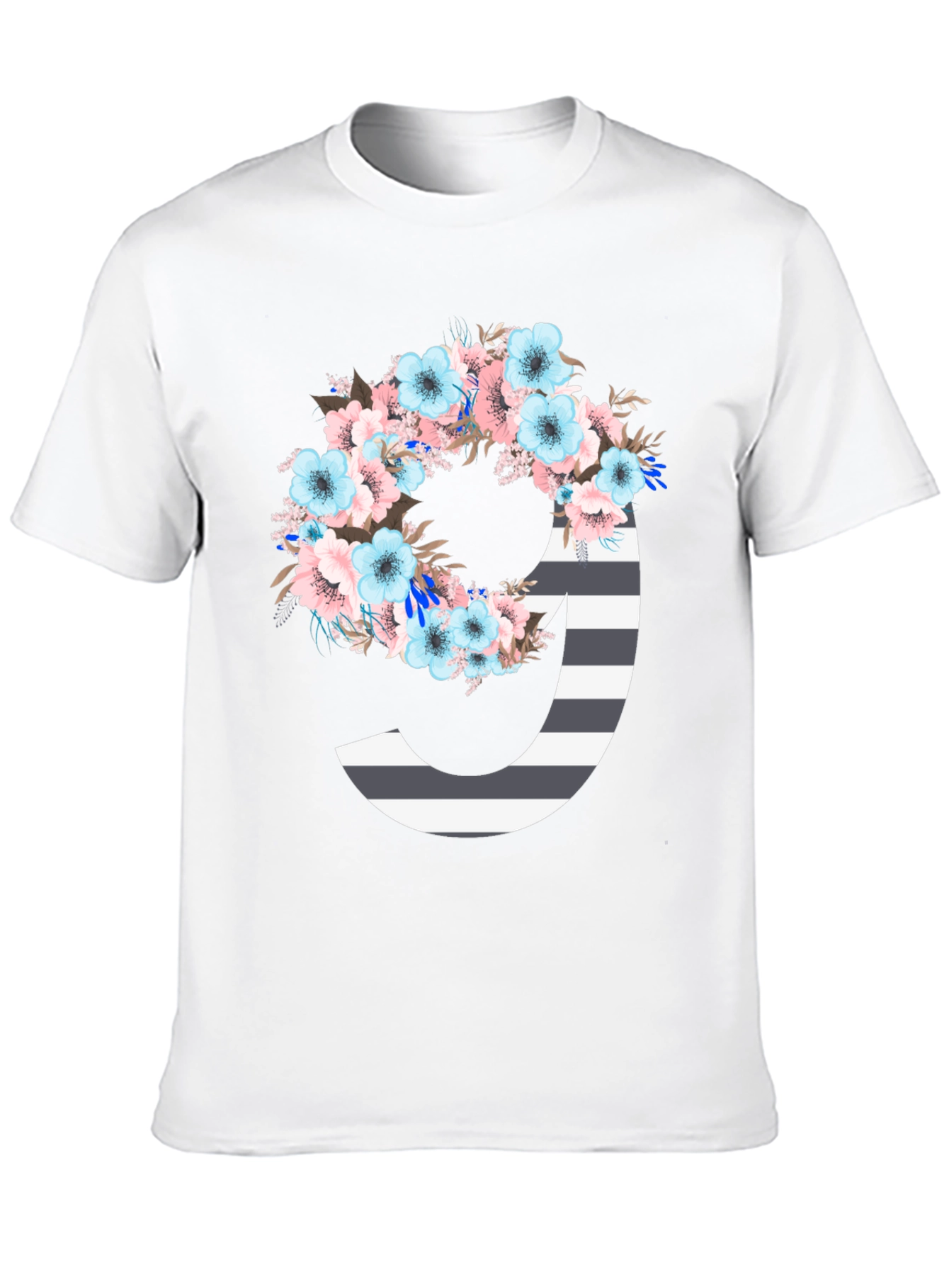 Floral Striped Initial J T-Shirt