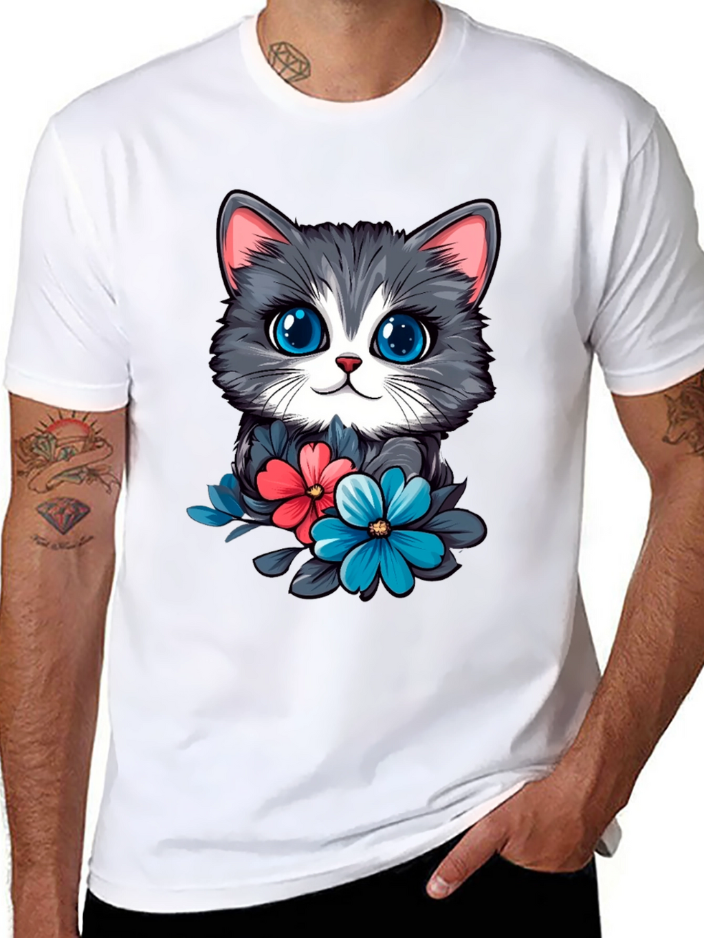Cat & Floral T-Shirt