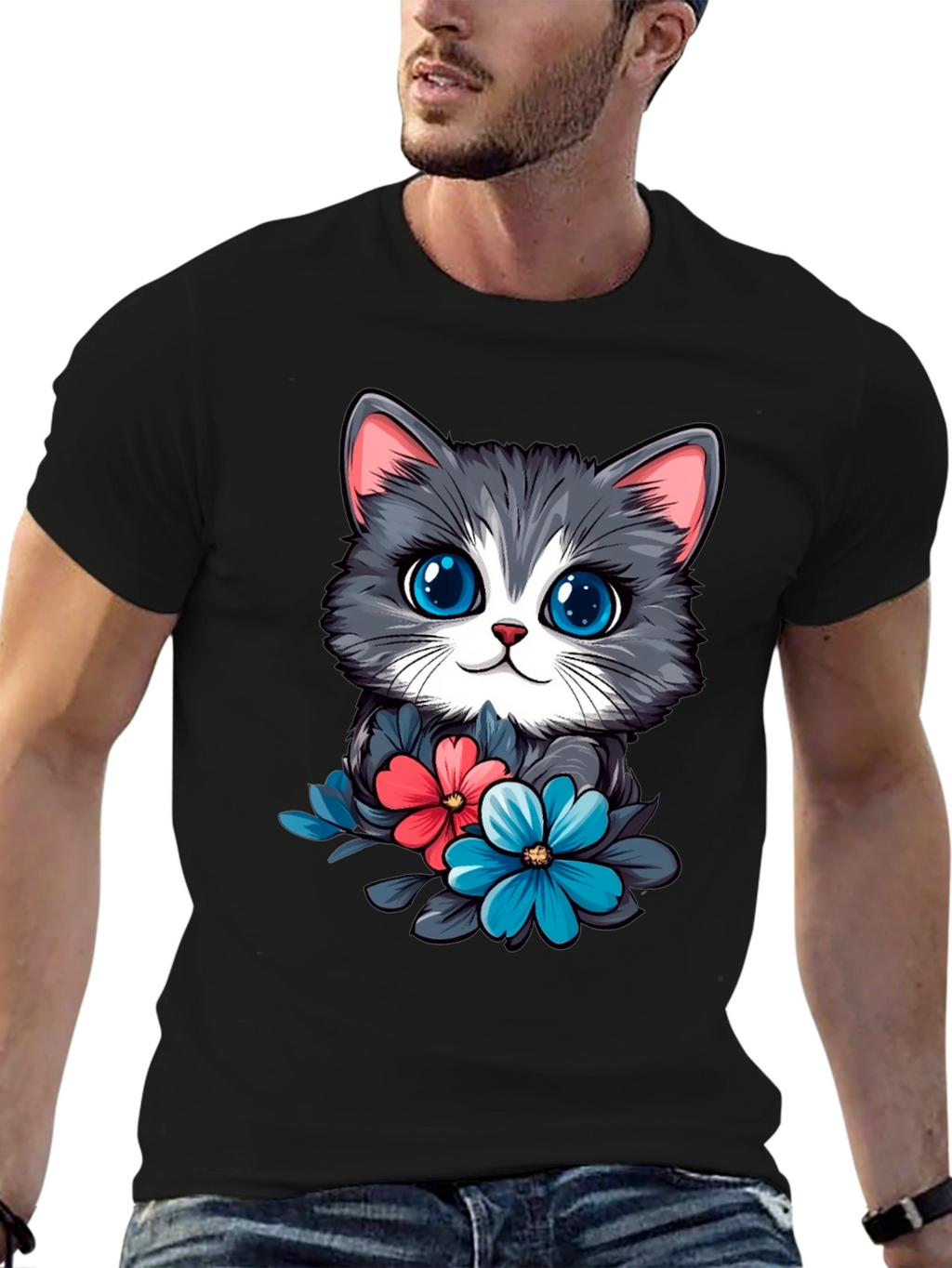 Cat & Floral T-Shirt