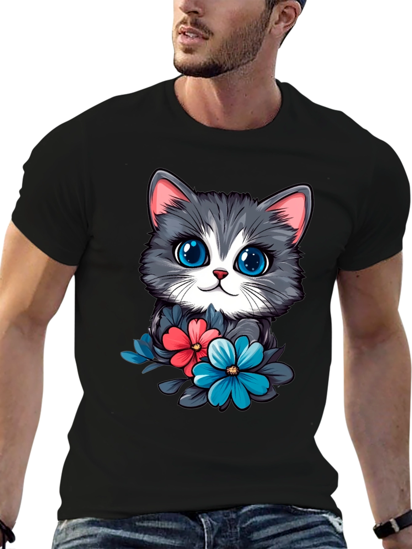 Cat & Floral T-Shirt