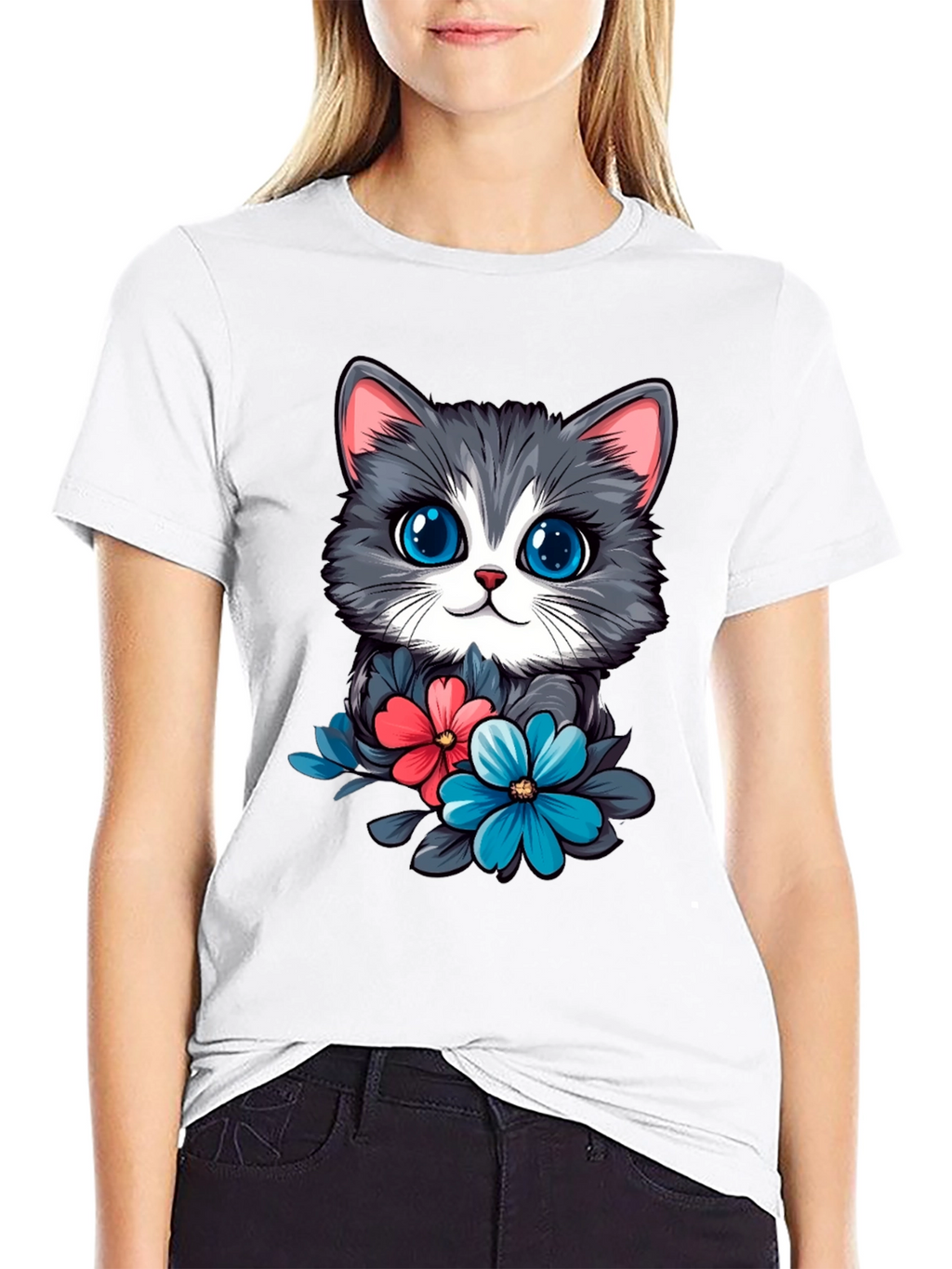 Cat & Floral T-Shirt