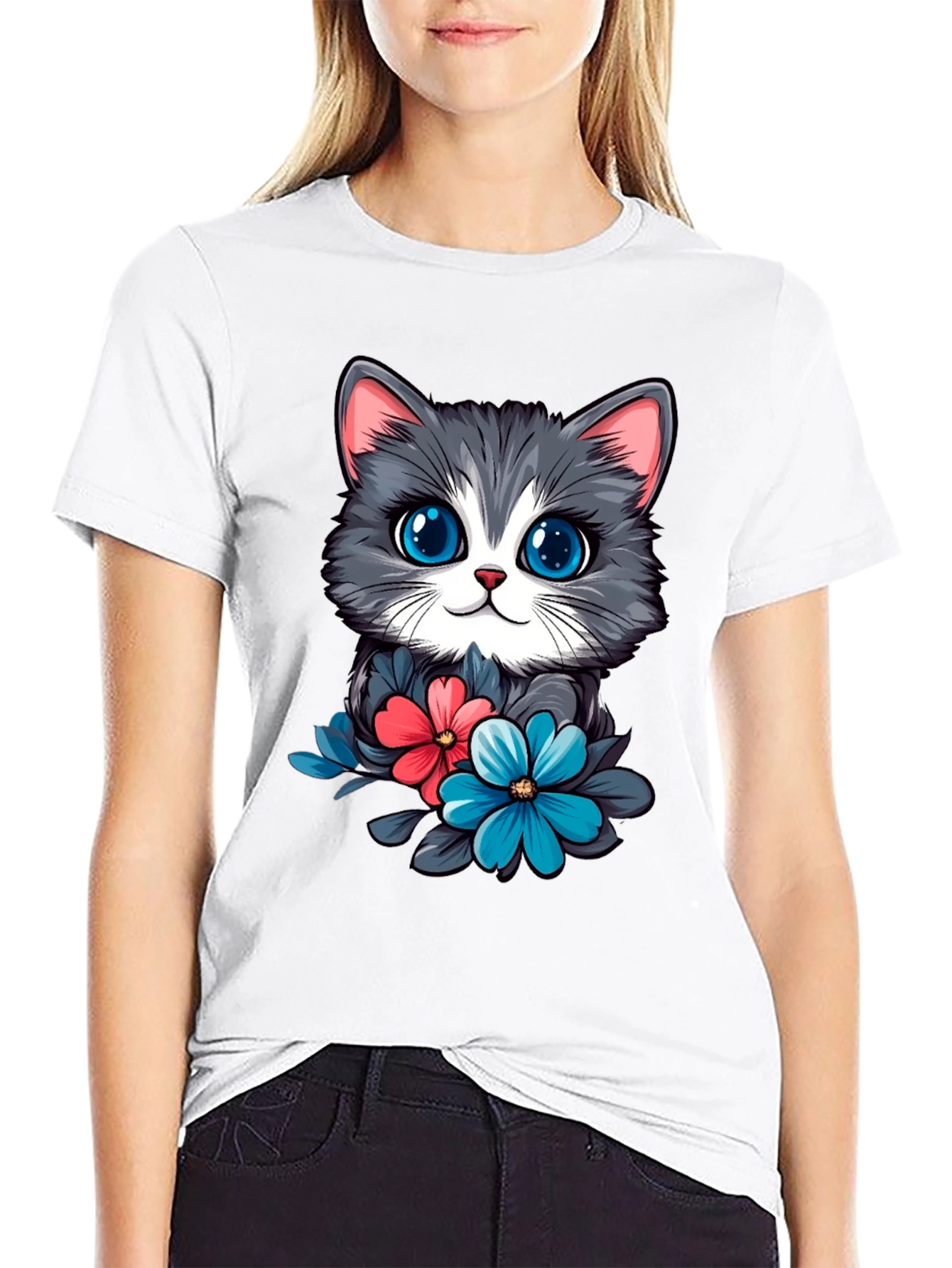 Cat & Floral T-Shirt