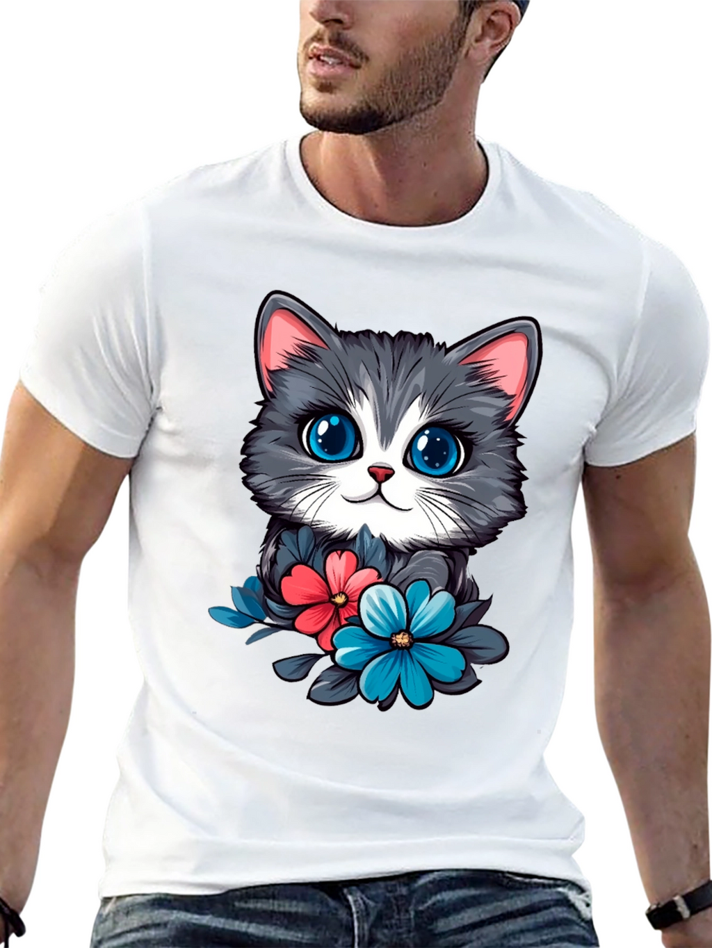Cat & Floral T-Shirt