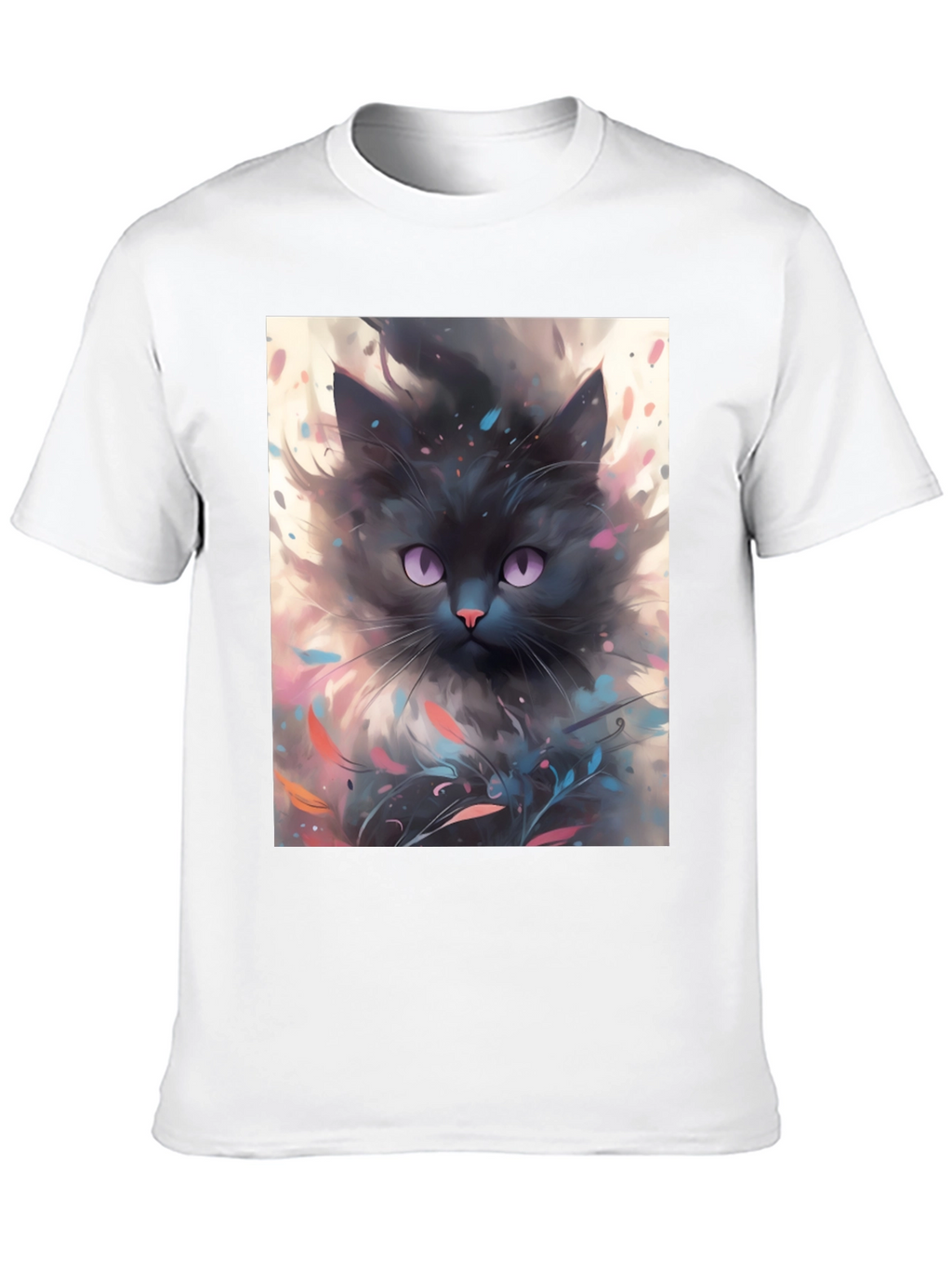 Black Cat T-Shirt - Artsy Feline Design