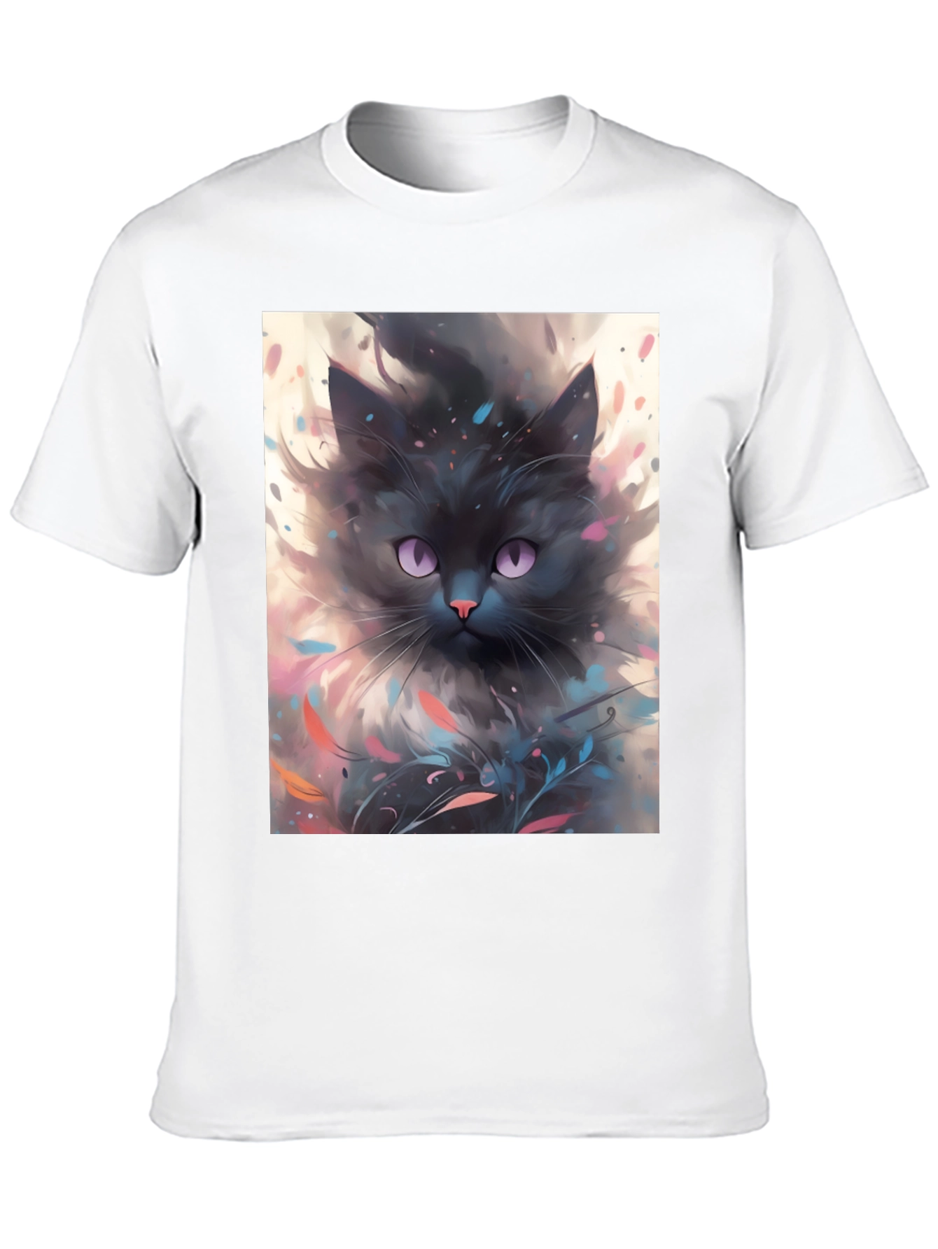 Black Cat T-Shirt - Artsy Feline Design