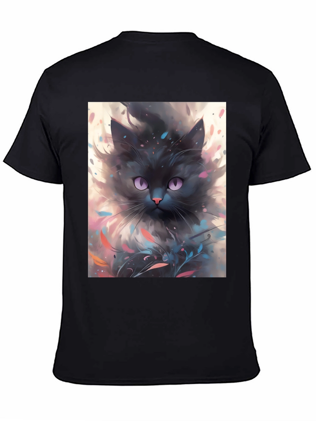 Black Cat T-Shirt - Artsy Feline Design
