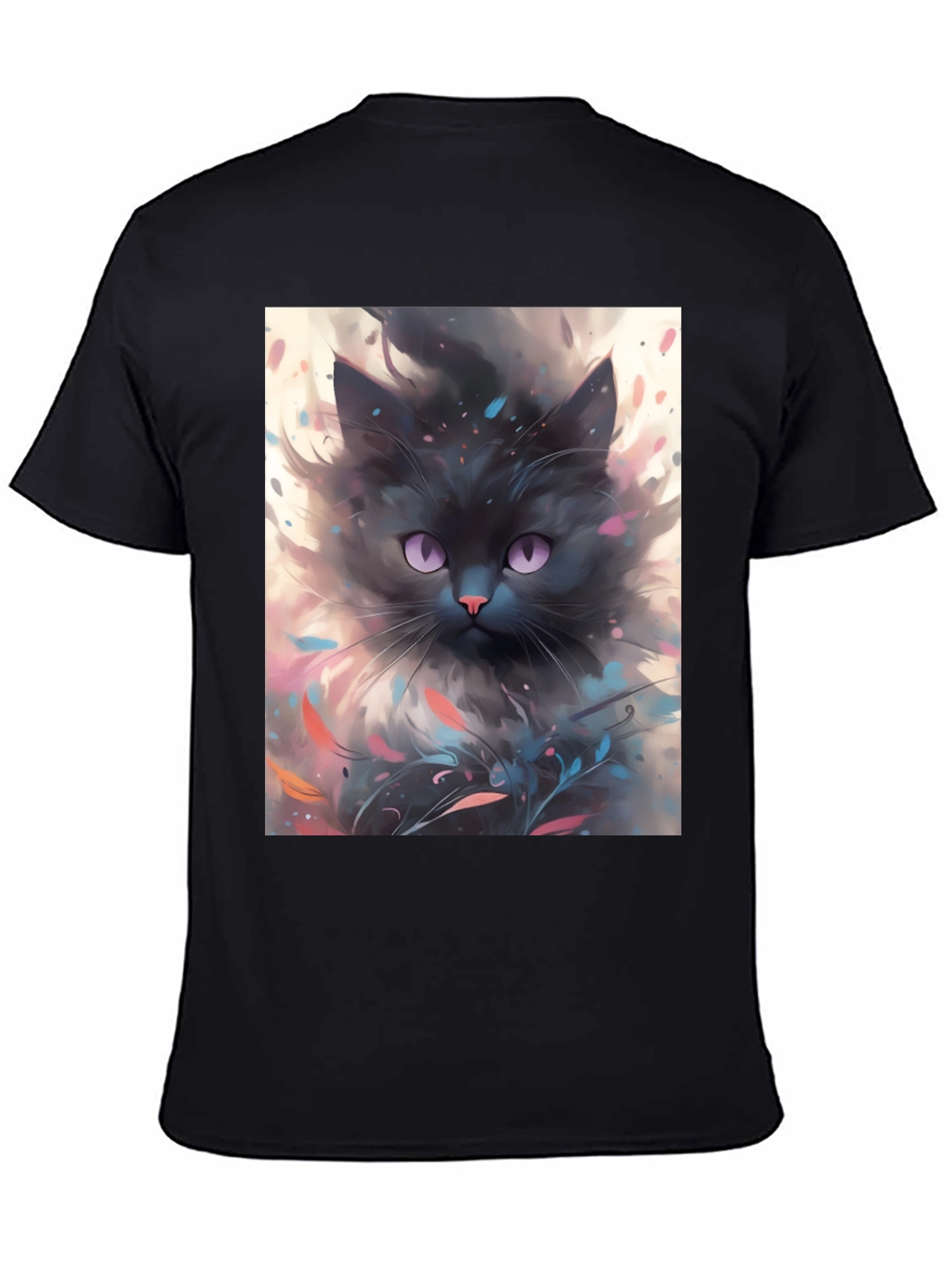 Black Cat T-Shirt - Artsy Feline Design