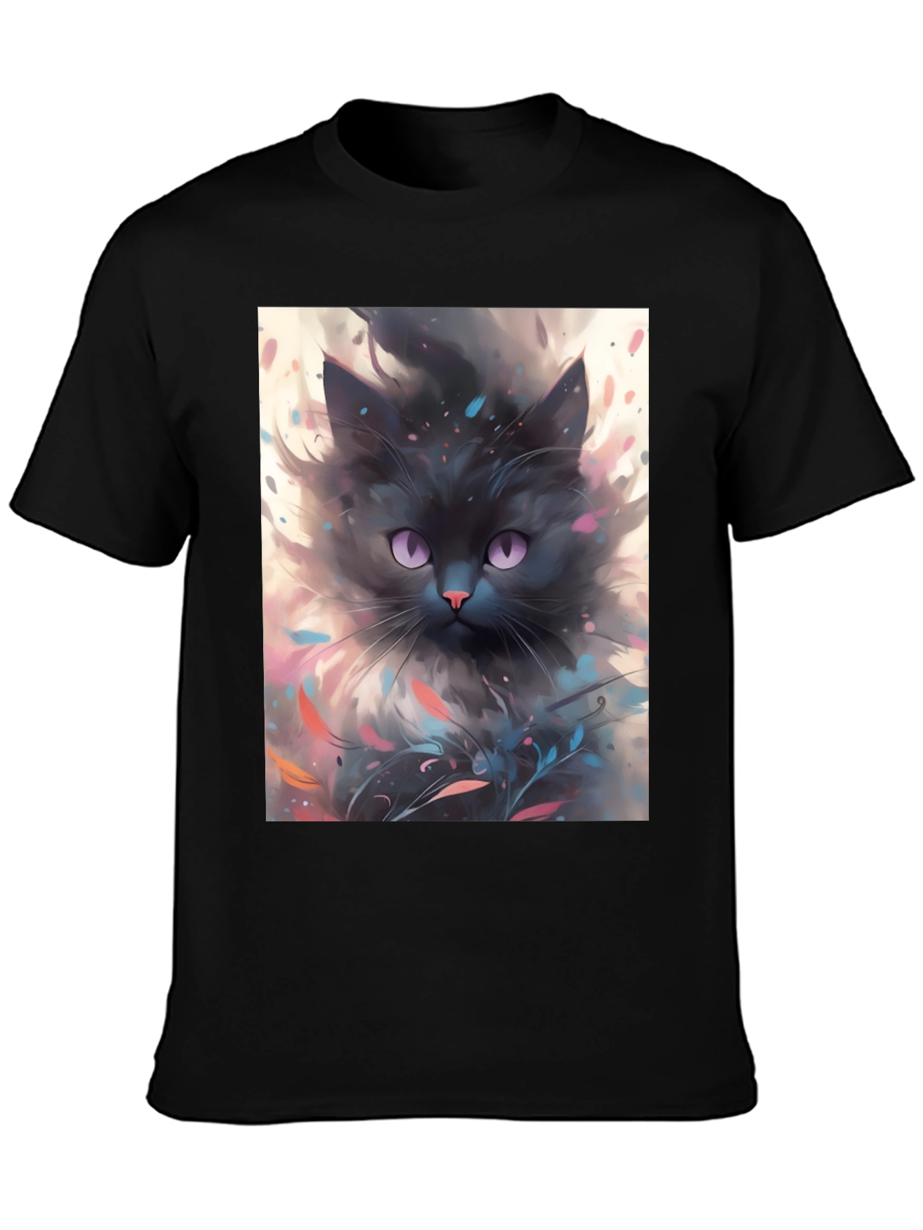 Black Cat T-Shirt - Artsy Feline Design