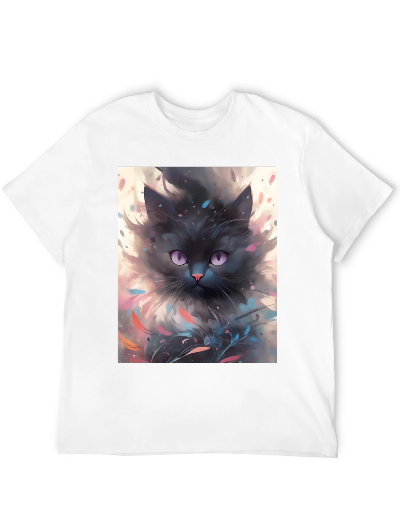 Black Cat T-Shirt - Artsy Feline Design