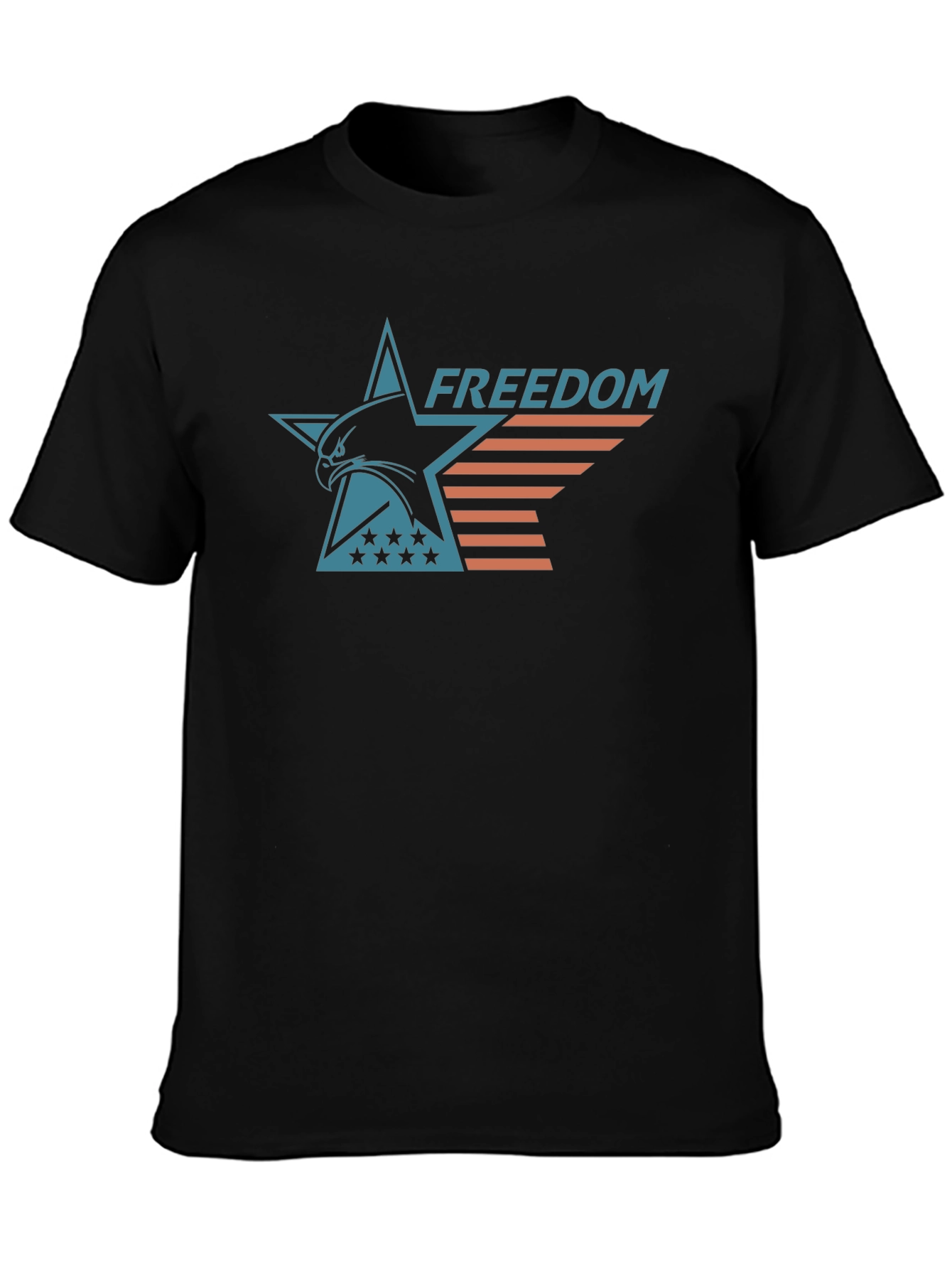 Freedom Eagle Graphic Tee - Black Cotton Blend
