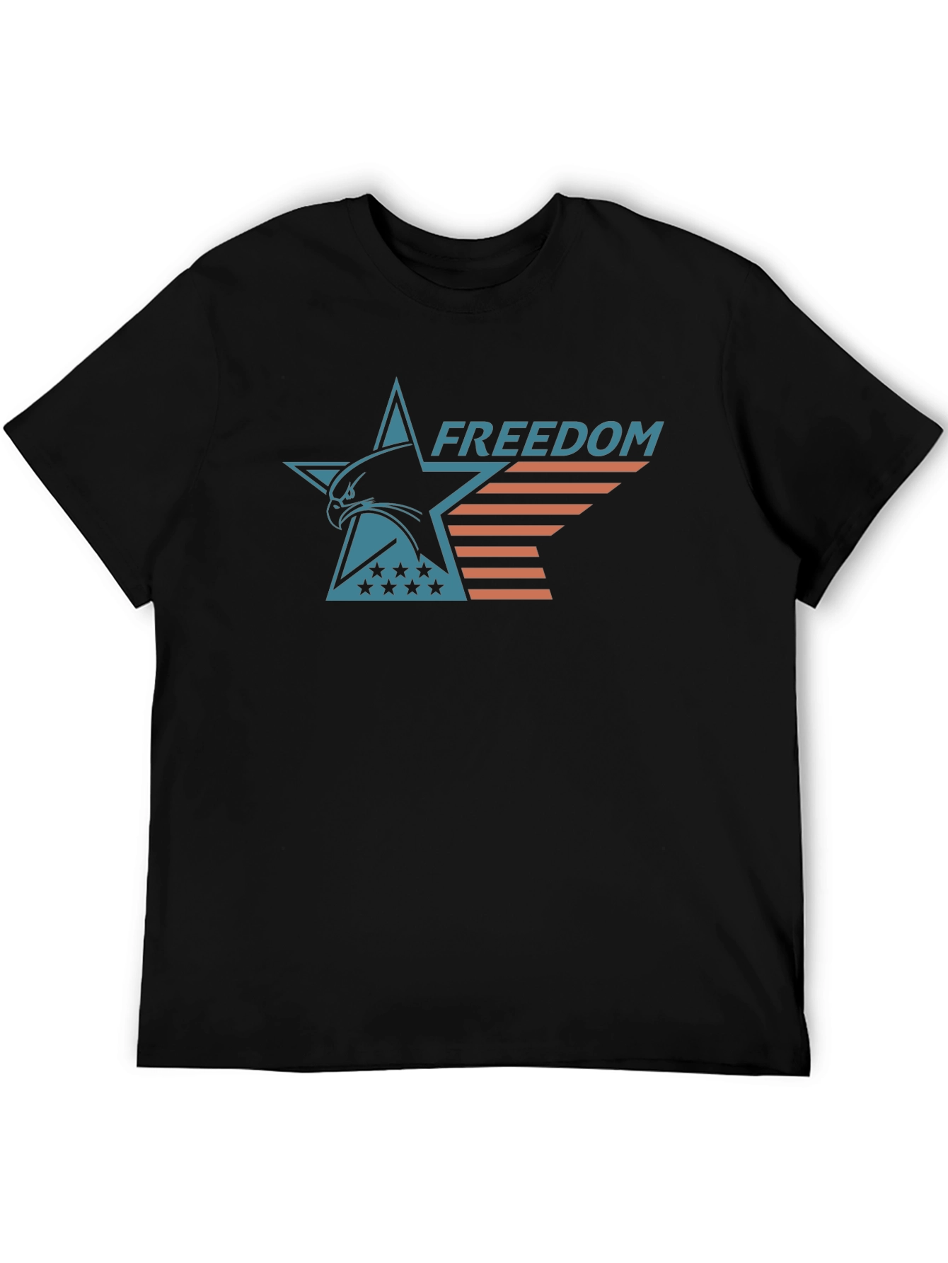 Freedom Eagle Graphic Tee - Black Cotton Blend