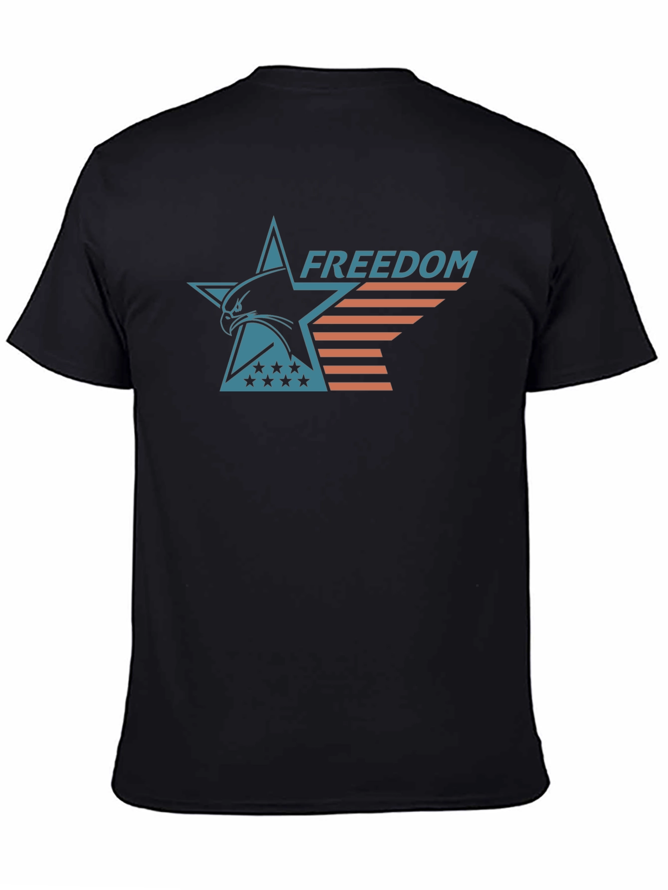 Freedom Eagle Graphic Tee - Black Cotton Blend