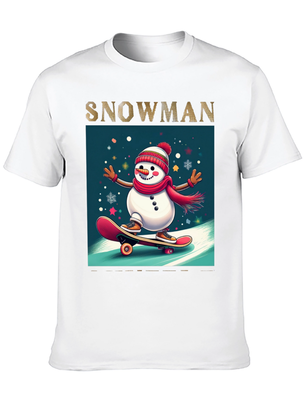 Skating Snowman Graphic Tee - Holiday Fun