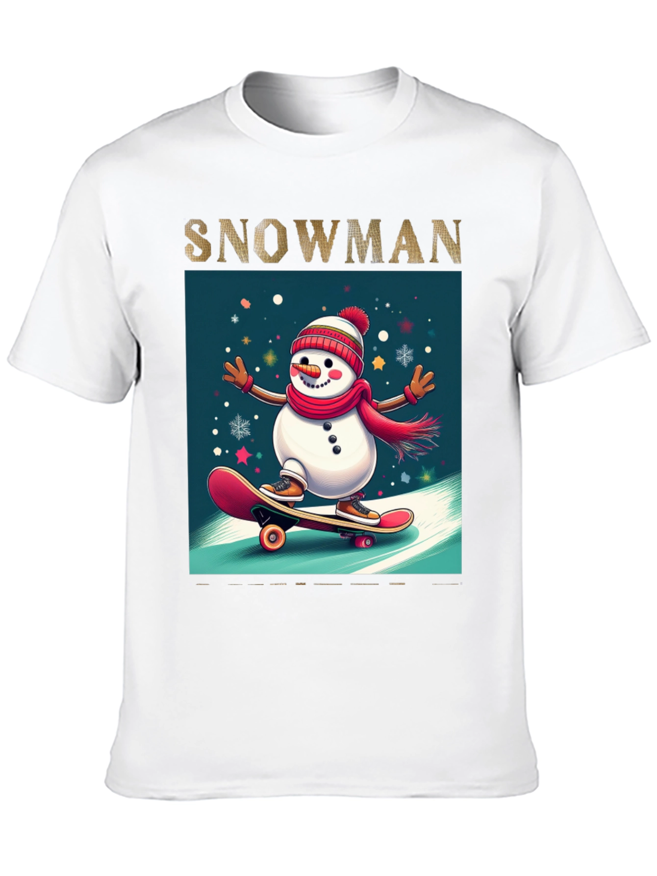 Skating Snowman Graphic Tee - Holiday Fun