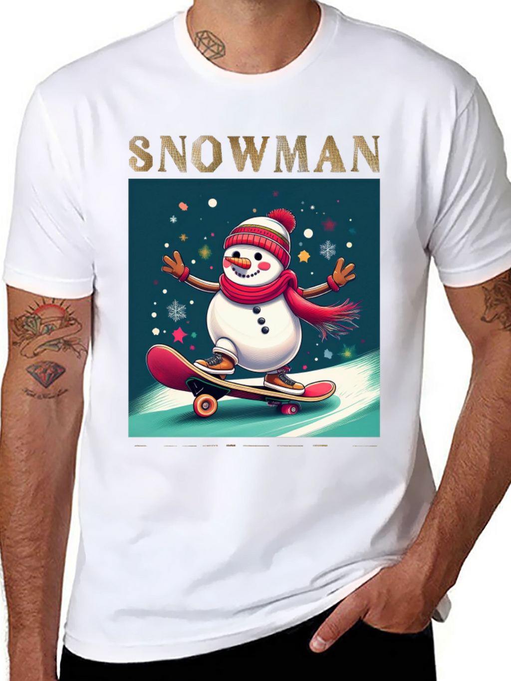 Skating Snowman Graphic Tee - Holiday Fun