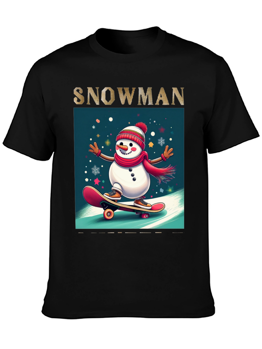 Skating Snowman Graphic Tee - Holiday Fun