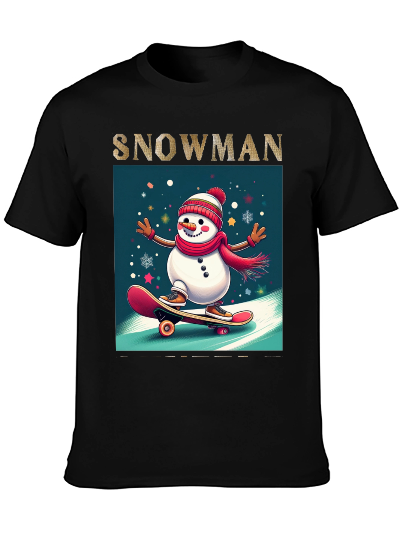 Skating Snowman Graphic Tee - Holiday Fun