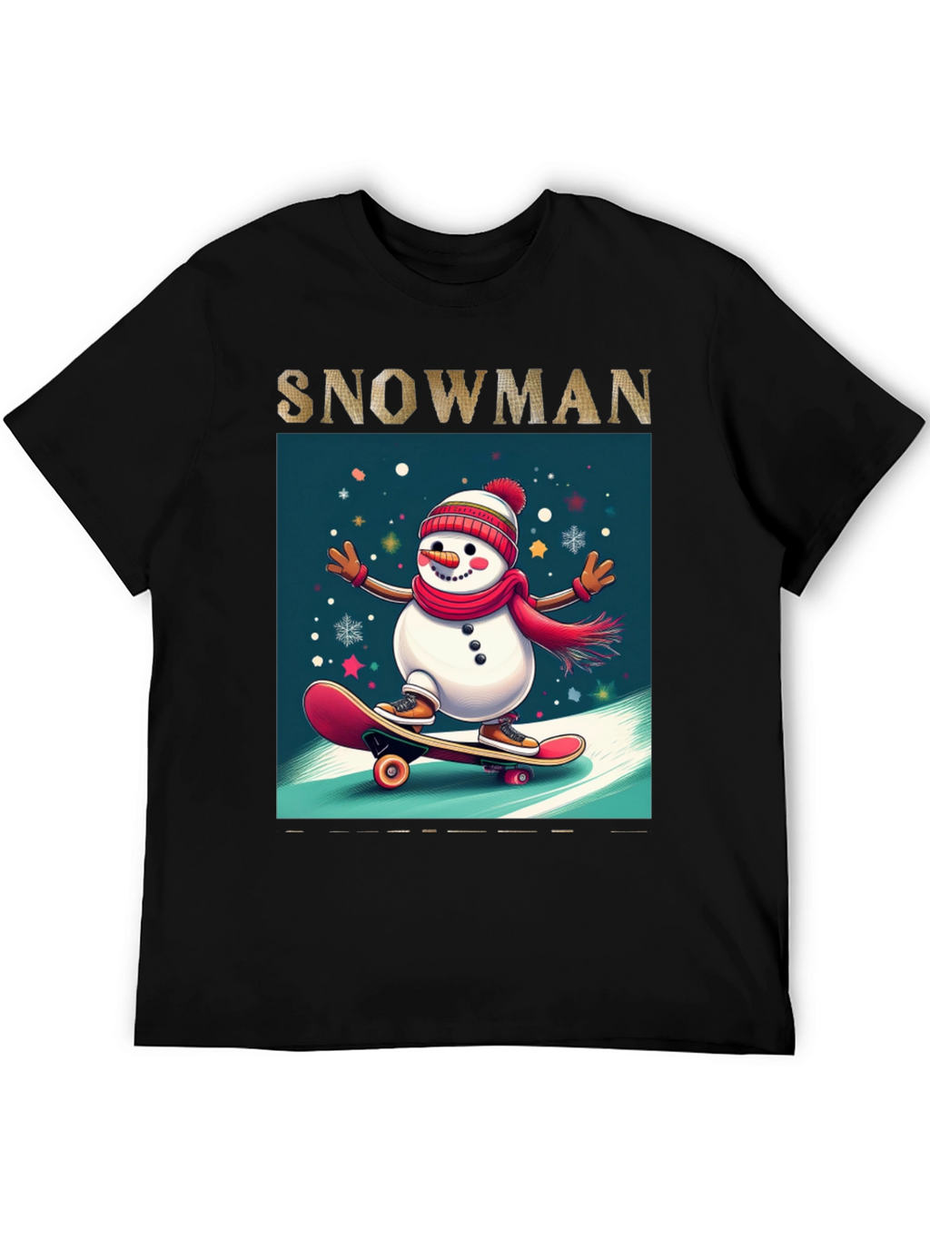 Skating Snowman Graphic Tee - Holiday Fun